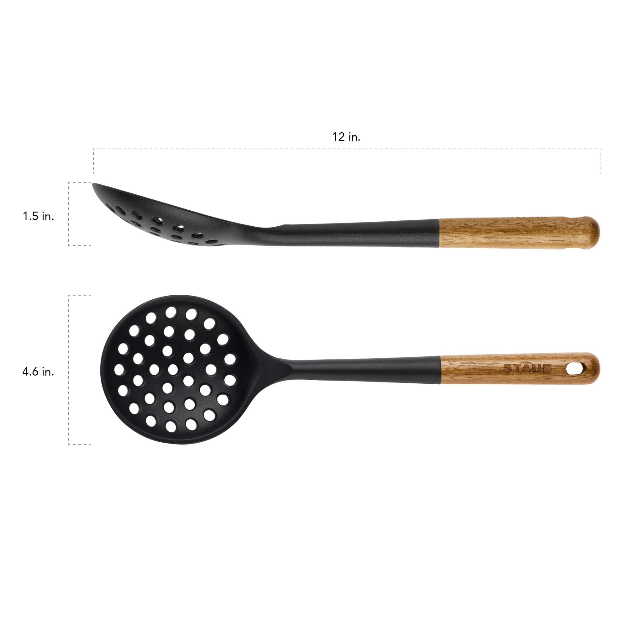 Staub Skimmer Spoon, Perfect For Straining Or Lifting Meat And Veggies From Broth, Durable Bpa-Free Matte Black Silicone, Safe F
