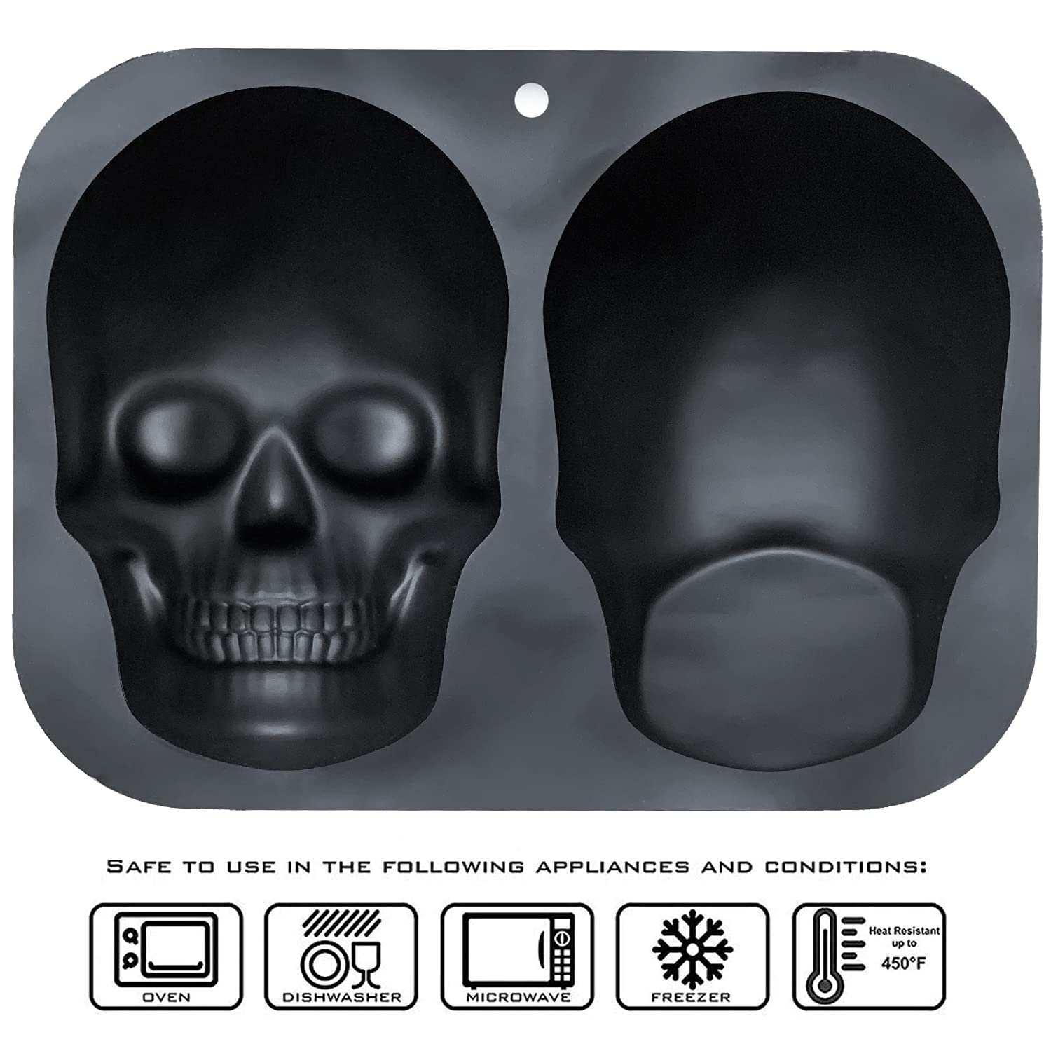Jetkong Extra Large Silicone Skull Cake Mold Haunted Skull Baking Cake Pan For Halloween And Birthday Party