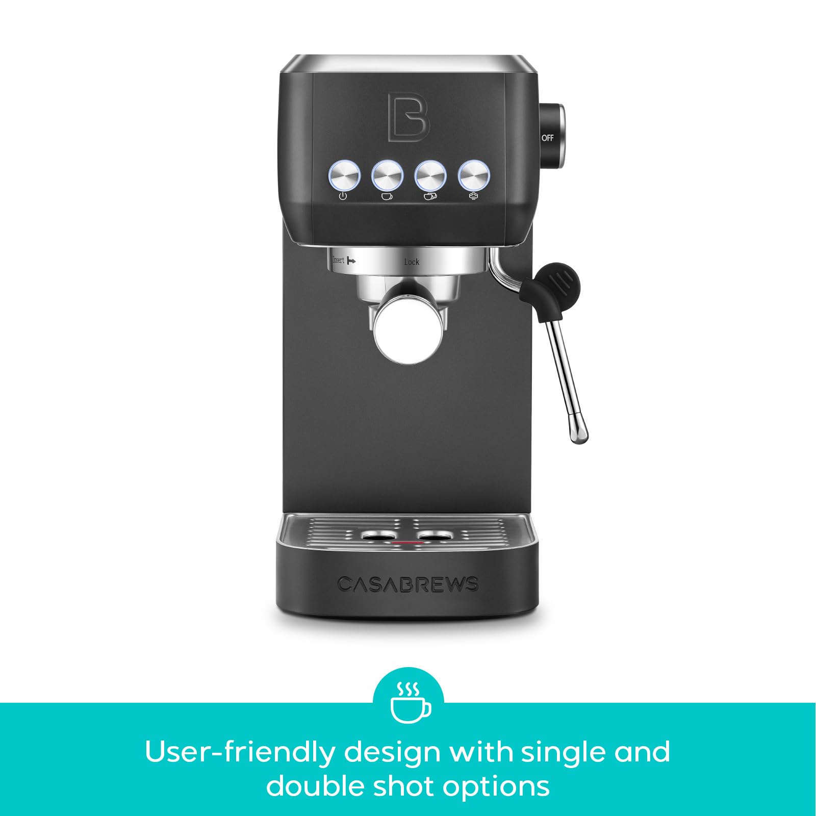 CASABREWS Espresso Machine 20 Bar  Professional Espresso Coffee Machine with Steam Milk Frother  Coffee Maker Cappuccino Latte Machine with 49oz Removable Water Tank  Black  Gift for Dad Mom