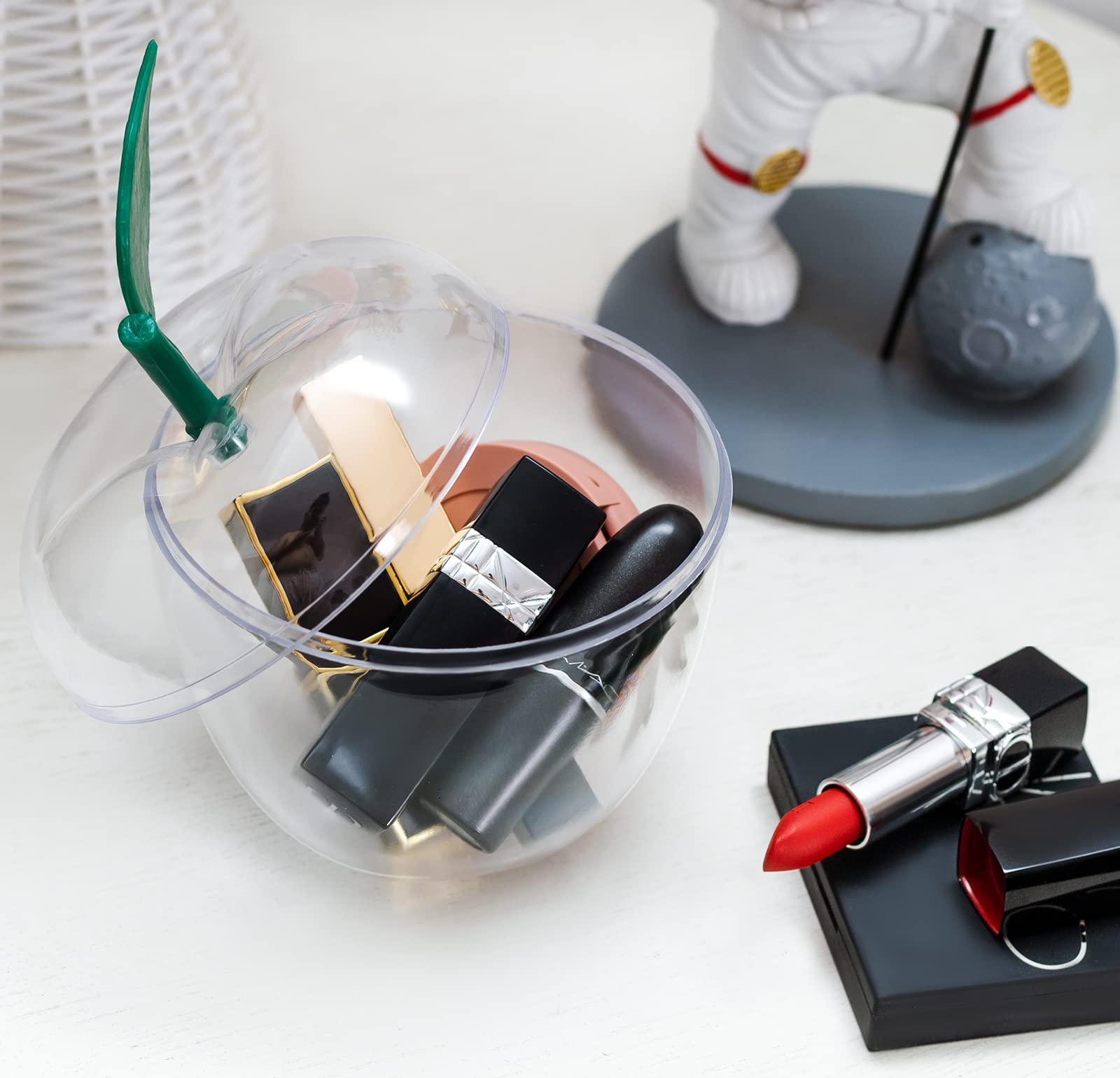 HANZE Large Clear Apple-Shaped Containers - Plastic Candy Toy Filling Jar for Holiday Decorations, Back To School Teacher Apprec