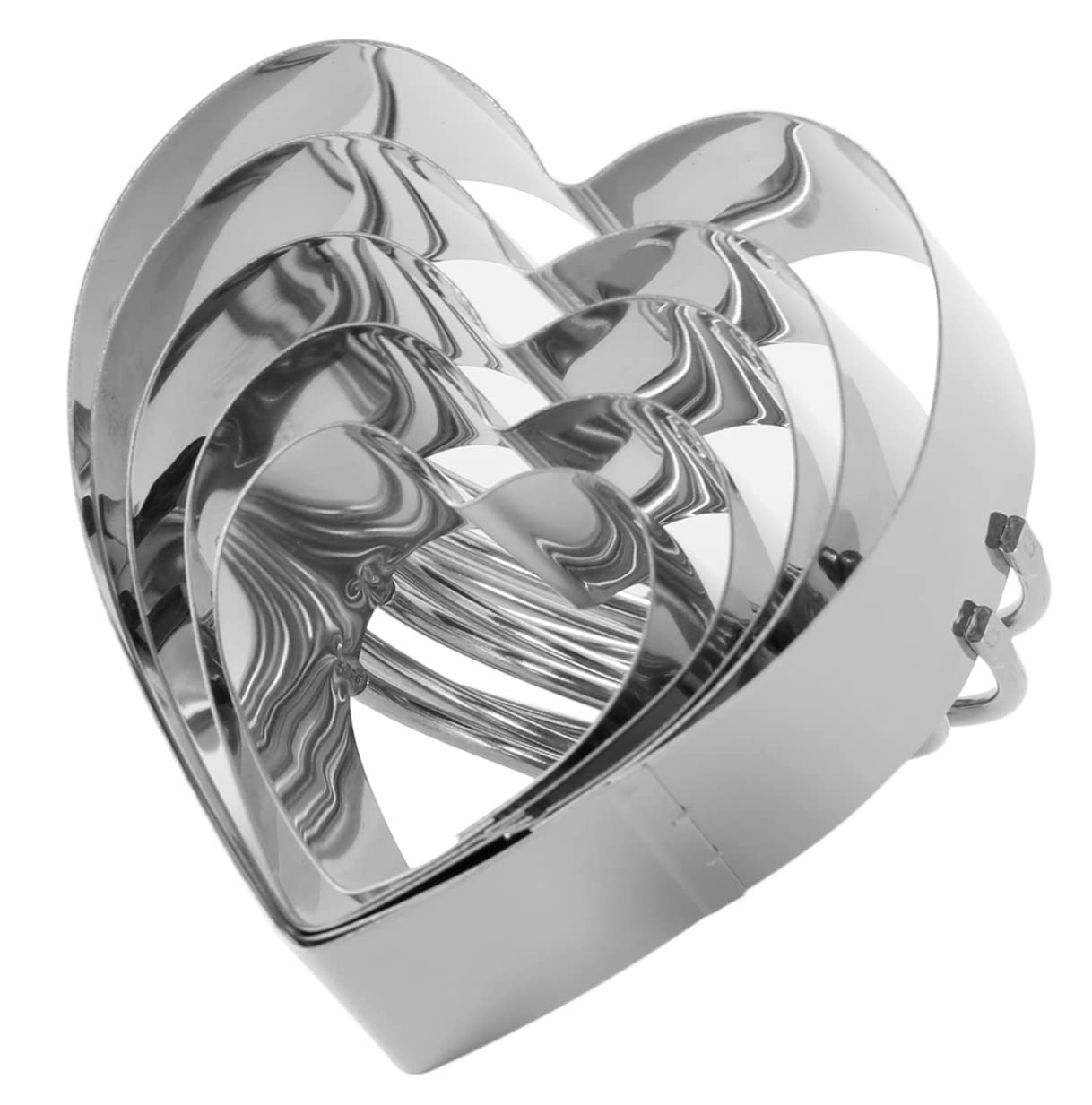 Heart Cookie Cutters With Handle 5 Pieces - Heart Shapes Cookie Cutter Set Stainless Steel