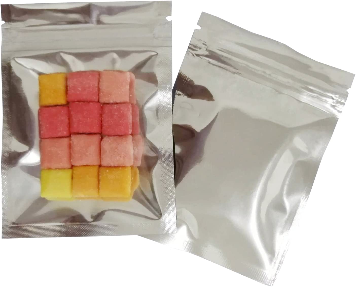 100 Pack Mylar Bags - 4x6 Inch Packing Pouch Bags Resealable Clear Zip Lock Food Storage Bags, Food Safe Plastic Aluminum Materi