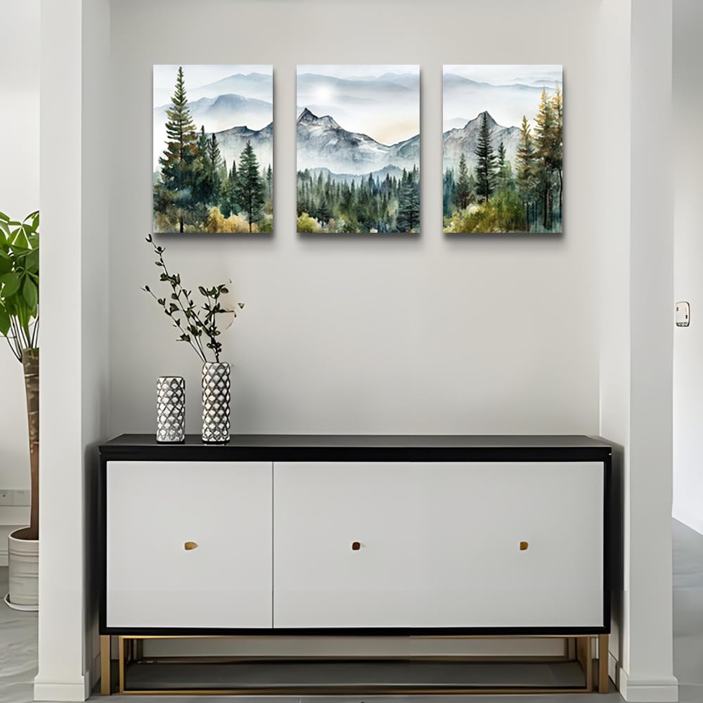 Mhartk66 3 Piece Framed Canvas Art Prints Wall Art For Living Room Modern Wall Decor For Bedroom Office Decor Abstract Mountain