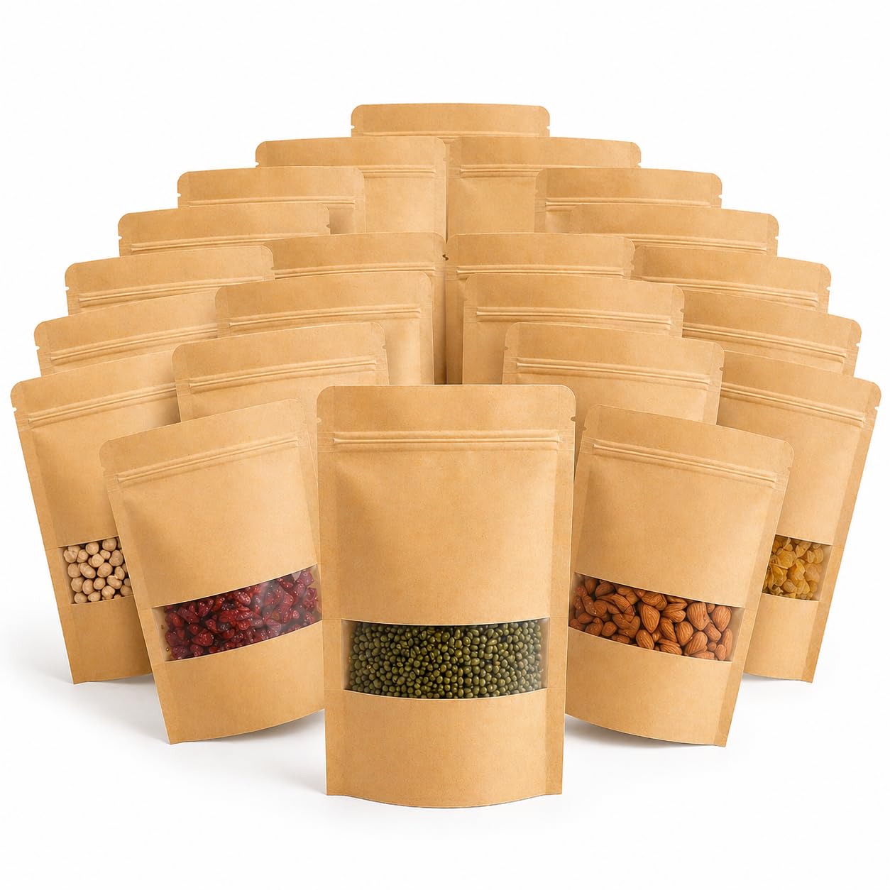 L&E Kraft Paper Pouch 6 X 9 Inch (Pack Of 25, 500 G Capacity) | Stand Up Paper Ziplock Bags For Food Storage | Airtight, Reusabl
