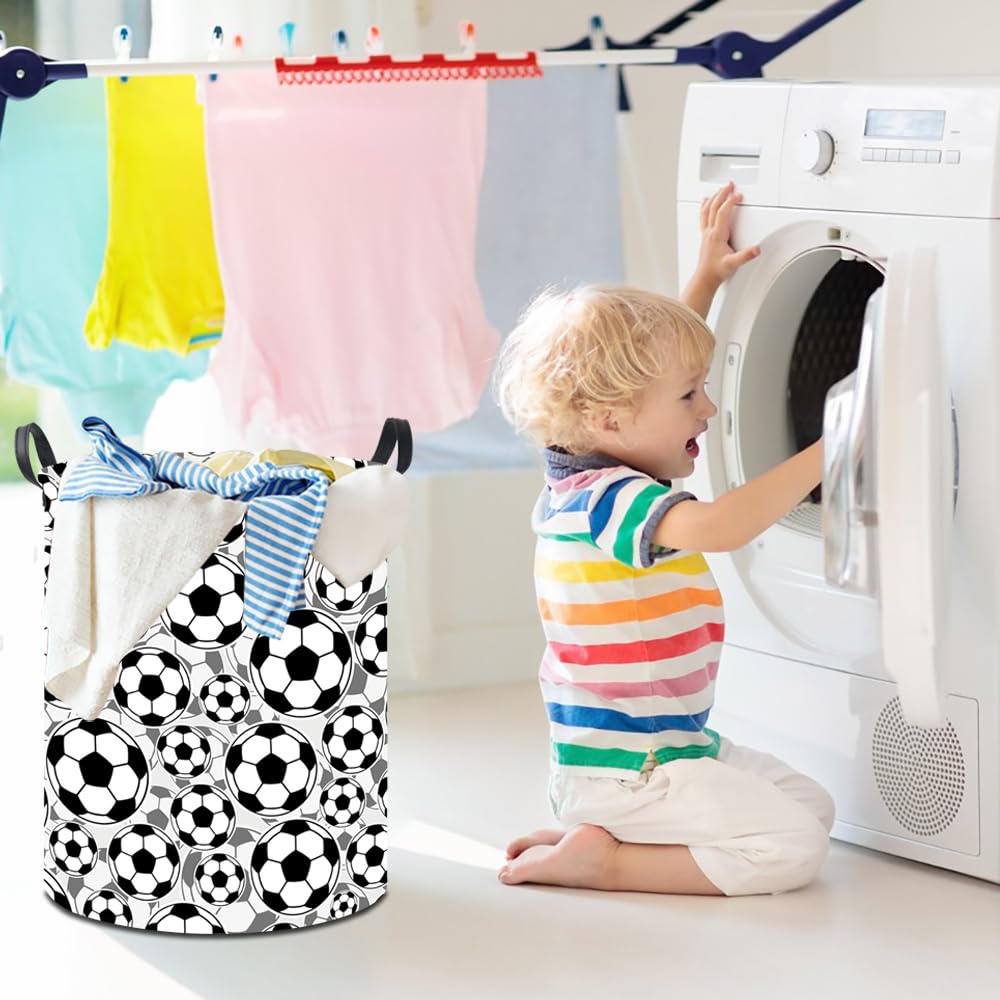 Hkec 19.7 Football Laundry Basket,Kids Dirty Clothes Hamper,Waterproof Toys Storage Bin,Room Decor,Gift Baskets,Baby Nursery Ham
