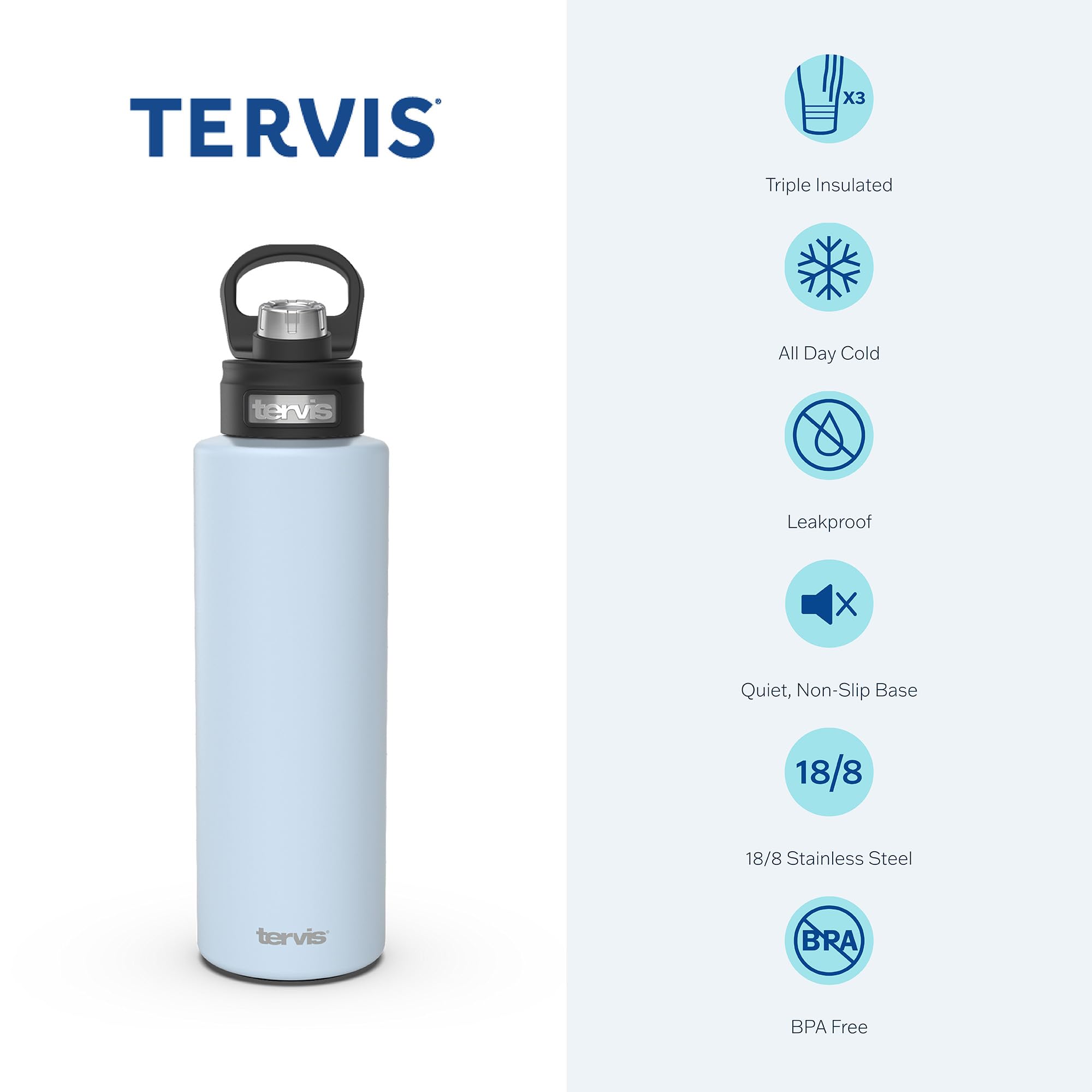 Tervis Rainbow Flavor Triple Walled Insulated Tumbler Travel Cup Keeps Drinks Cold, 40Oz Wide Mouth Bottle, Stainless Steel, 1 C