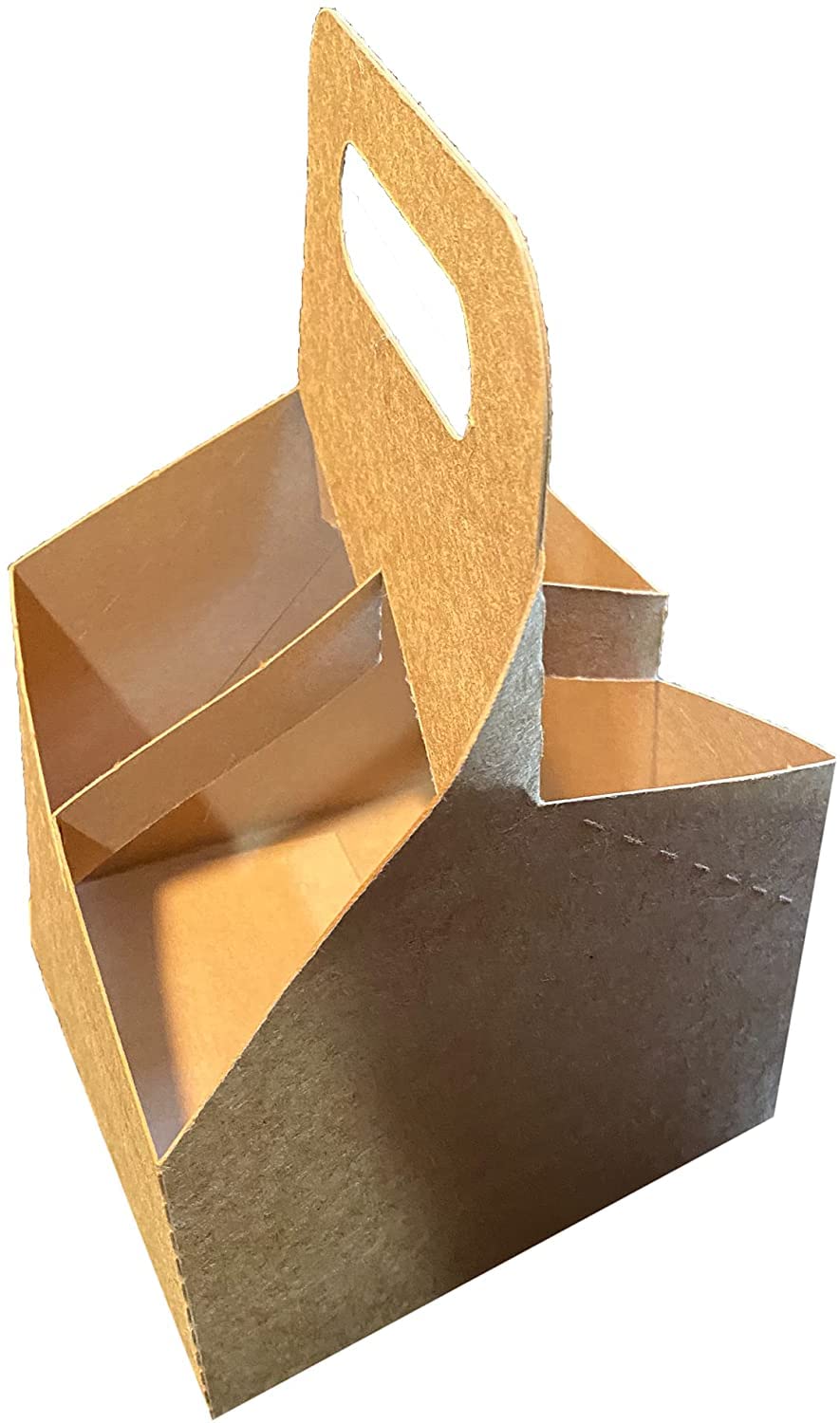C-Store Packaging 4 Cup Drink Carrier With Handle | Kraft Paperboard Cup Holder | Disposable Cup Holder for Hot or Cold Drinks | Cup Carrier for Food Delivery Services  Uber Eats  Door Dash (100)