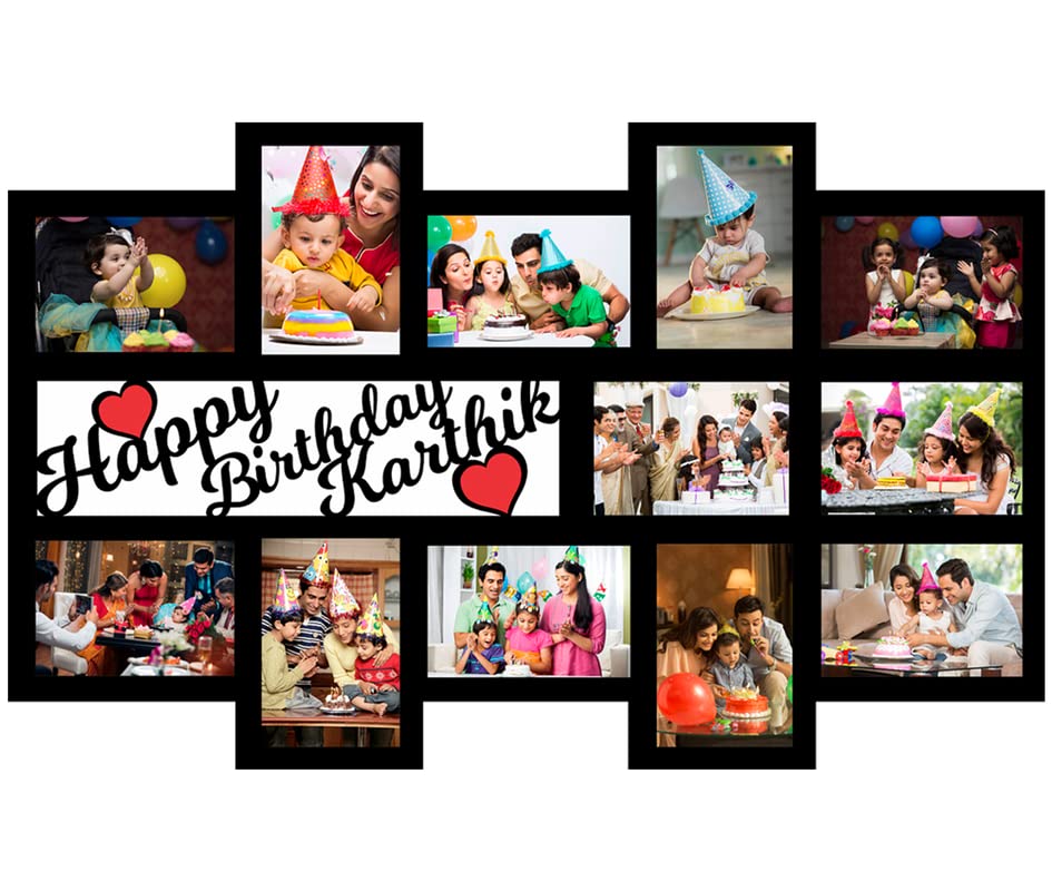 Giftswale Happy Birthday Your Pictures And Names Customized Collage Photo Frame | Personalized With 12 Images And Texts | Best G