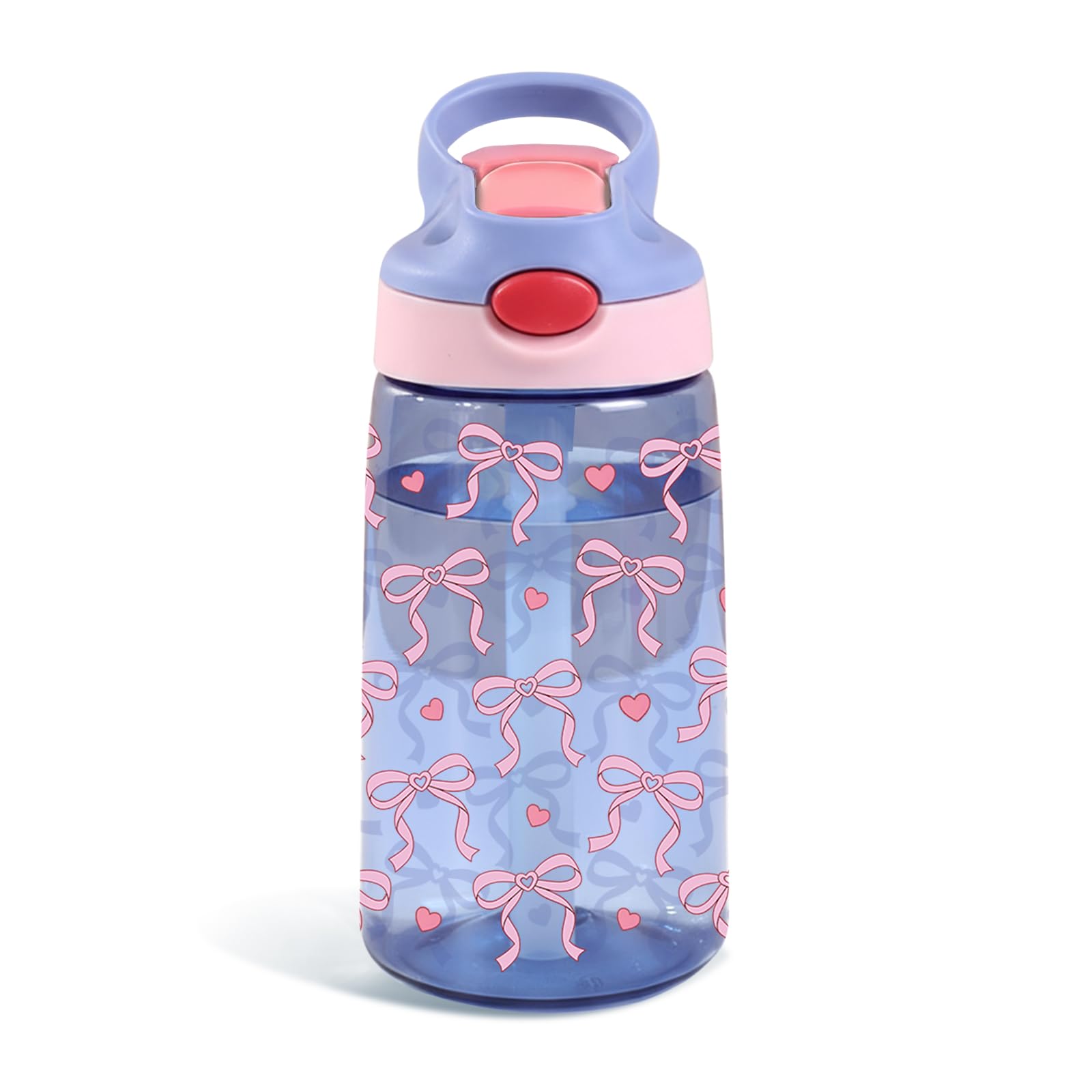 MCPESAS Bows Plastic Water Bottle  BPAFree, Lightweight, Leakproof Water Bottle with Straw, Reusable Bows Gift for Travel Spor
