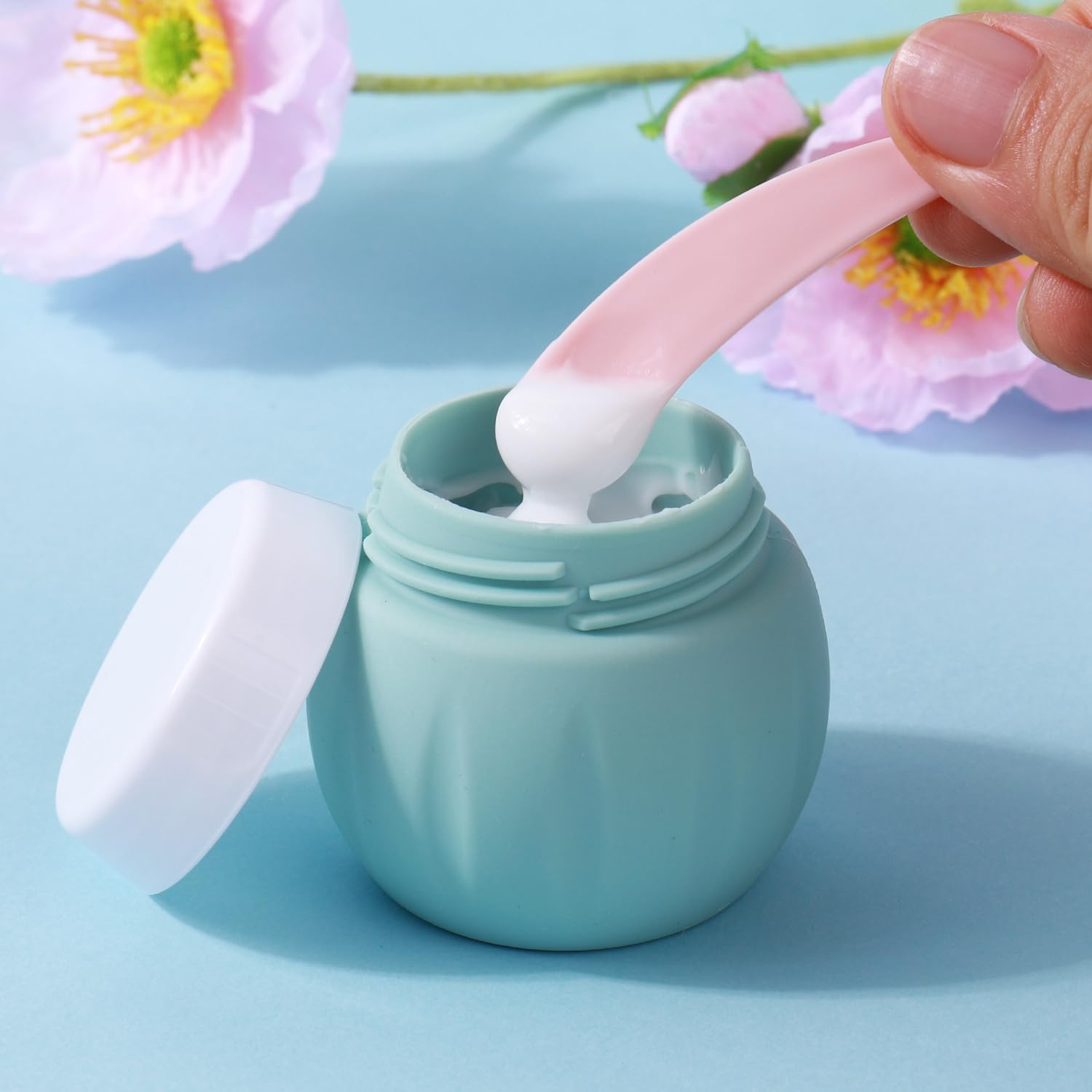 Travel Containers For Toiletries, Glamfields Tsa Approved 1.7Oz 50Ml Travel Size Silicone Cream Jars Bpa Free, Leak-Proof Travel