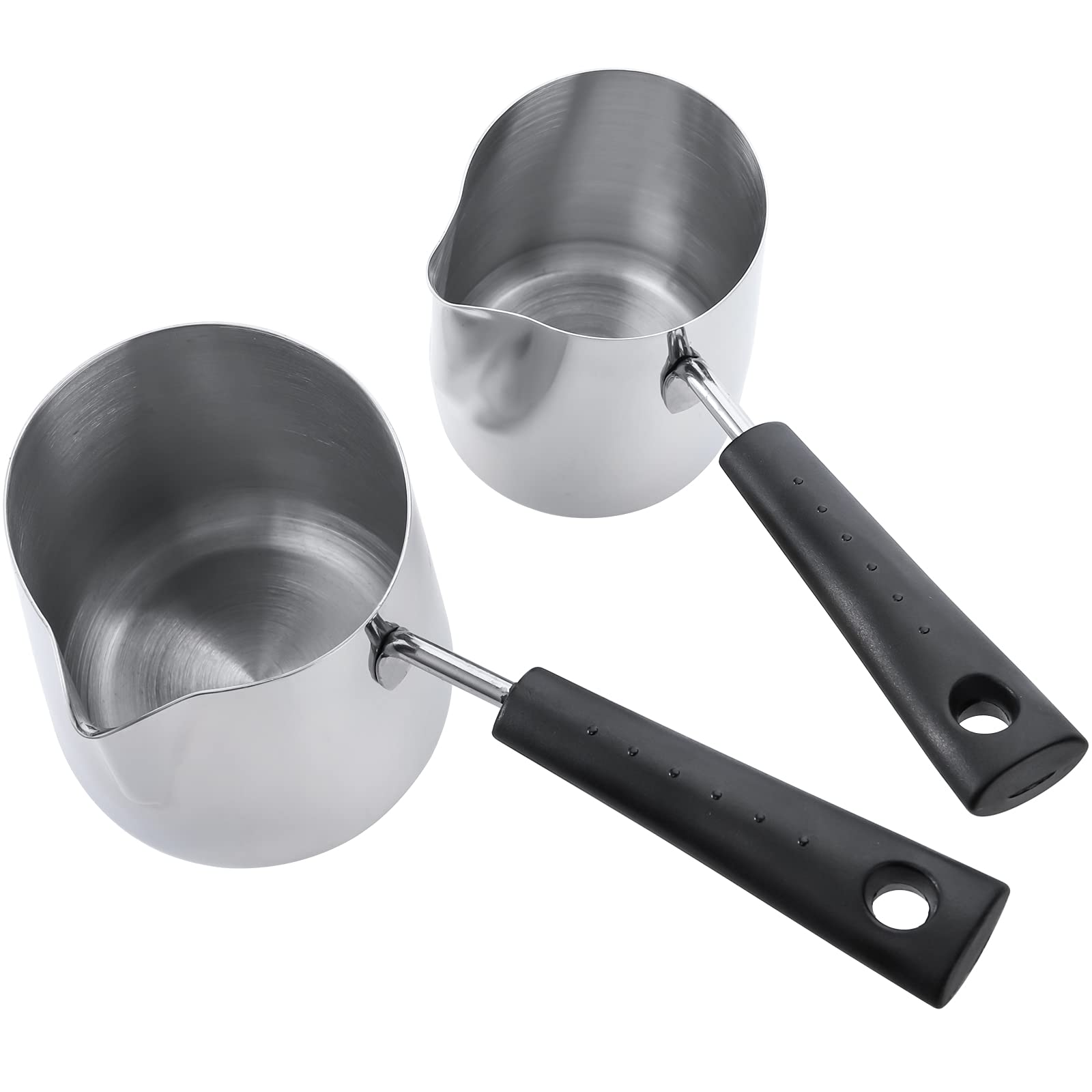 Dicunoy Set Of 2 Milk Butter Warmer Pot, 12Oz/22Oz Turkish Coffee Pot, Stovetop Chocolate Melting Pan, Cezve Ibrik Briki Greek A