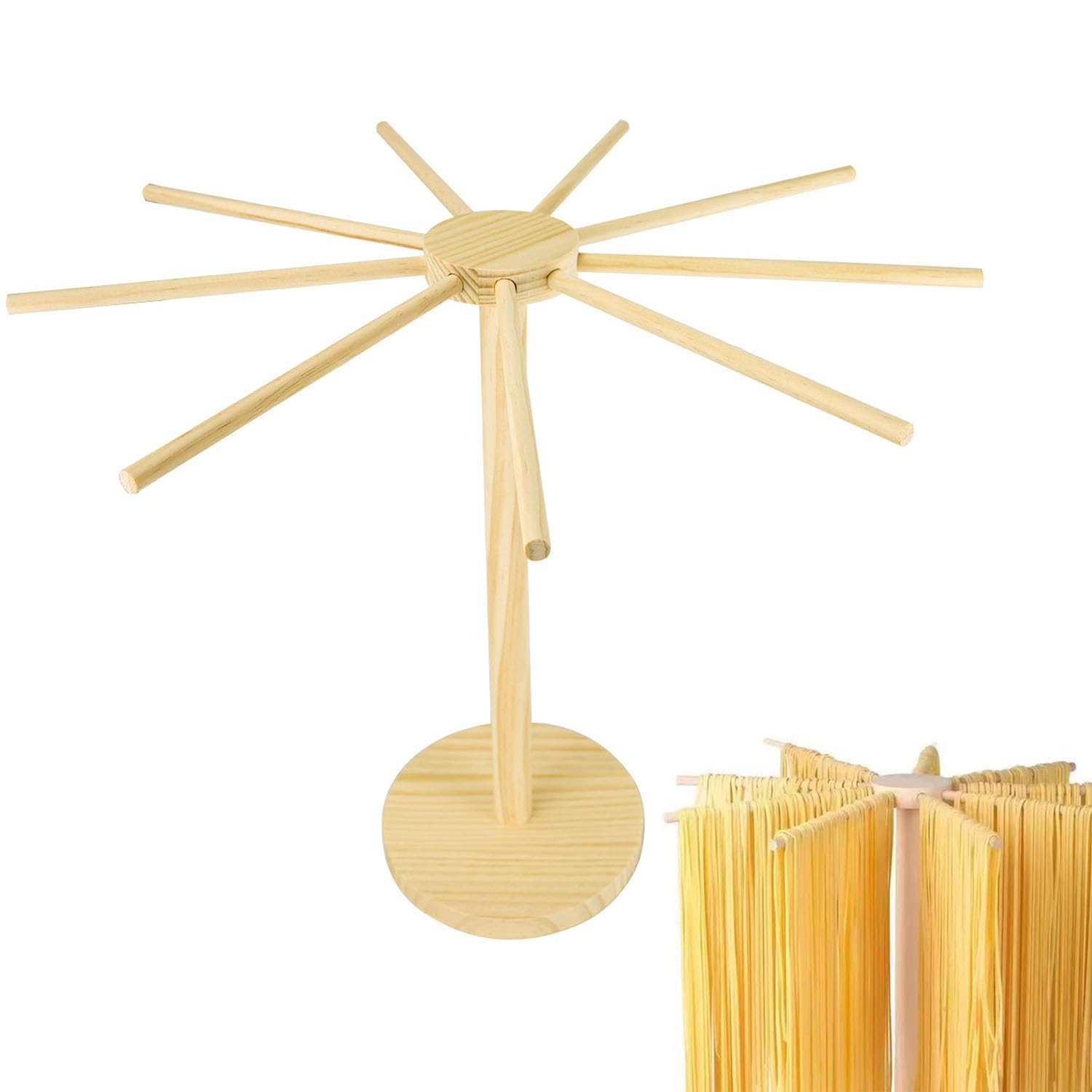 Large Pasta Drying Rack, Detachable Collapsible Wooden Noodle Drying Rack for Pasta Noodle and Cooking Spaghetti Rack Space-Savi
