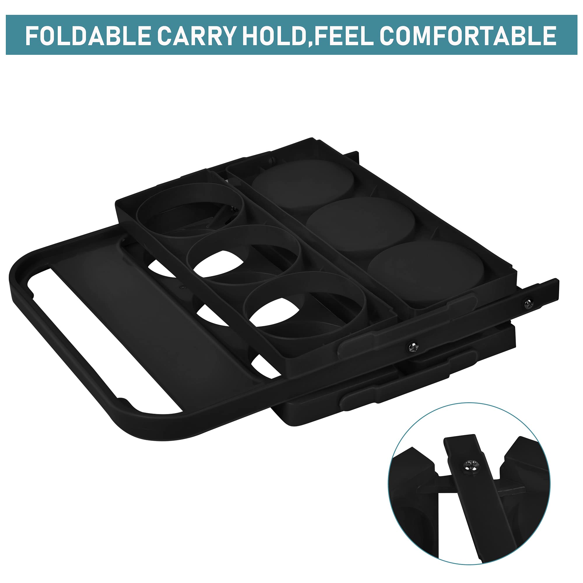 Elesunory Plastic Portable Cup Holder, Foldable Cup Holder With Handle, 6-Holes Drink Carrier Foldable, Great For Eats Doordash