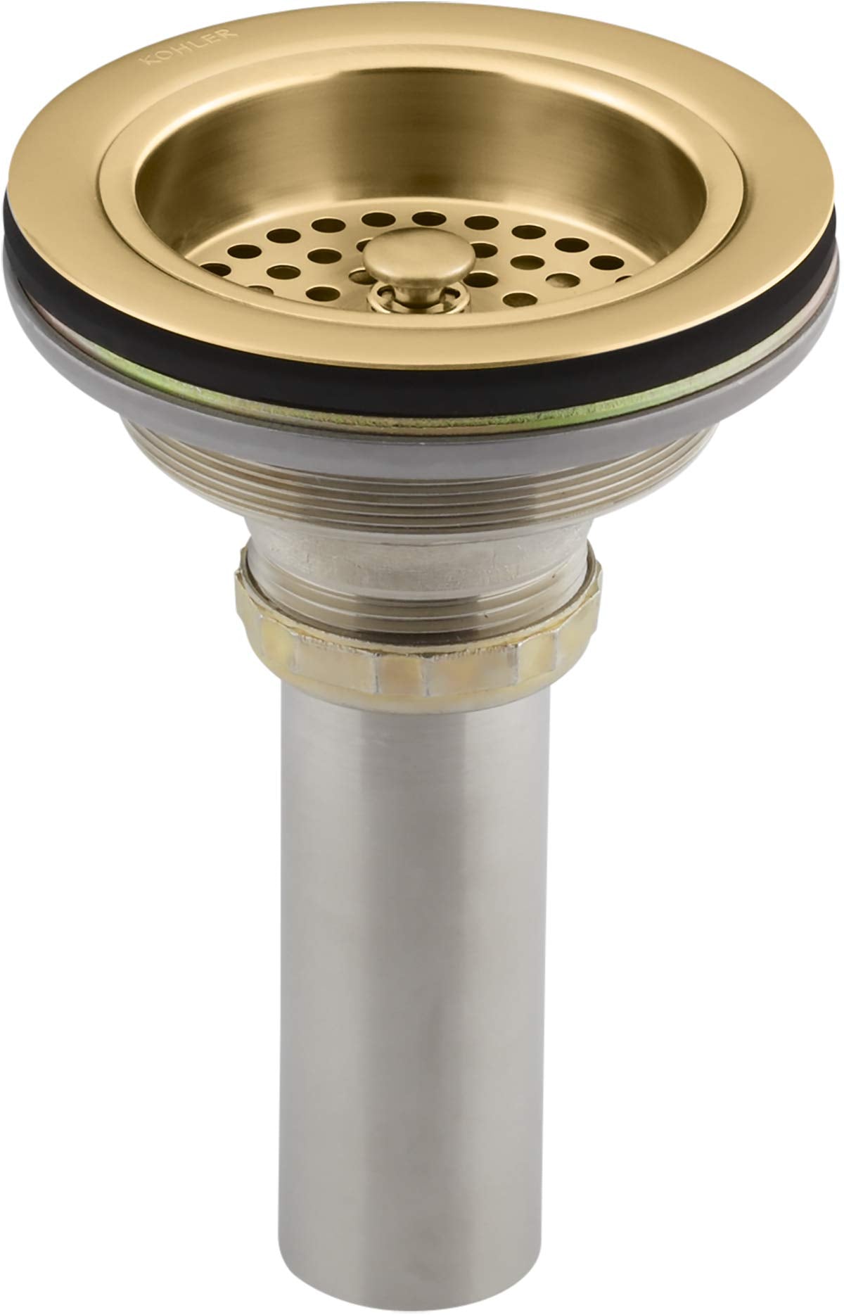 Kohler K-8801-2Mb Duostrainer Sink Strainer, Sink Drain And Strainer With Tailpiece, Vibrant Brushed Moderne Brass