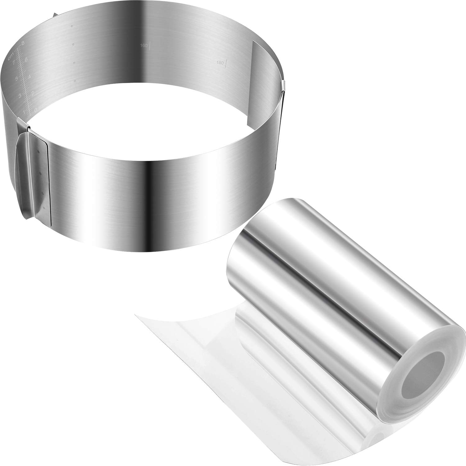 Patelai Adjustable Cake Ring 612 Inch Stainless Steel with Acetate Roll