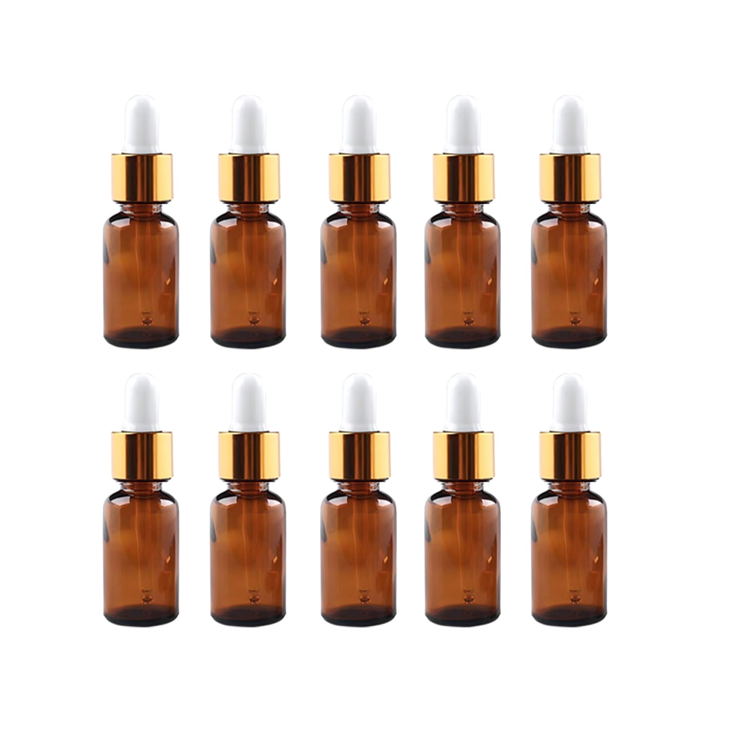 ROHIJALE 10Packs 10ml(1/3Oz) Amber Glass Dropper Bottles Essential Oil Tincture Containers with Glass Droppers Leakproof Travel 