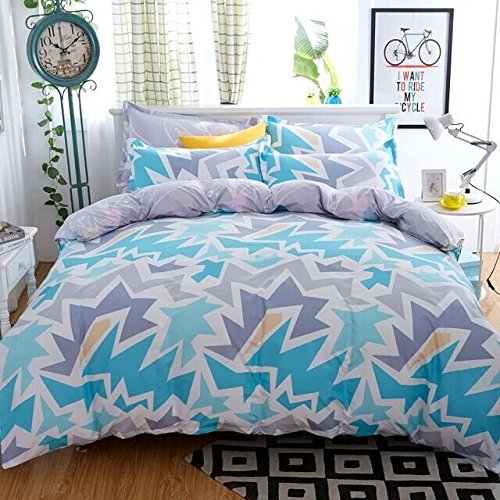 Huesland by Ahmedabad Cotton 144 TC Cotton King Size Bedsheet with 2 Pillow Covers  Blue, Grey(9ft x 9ft)