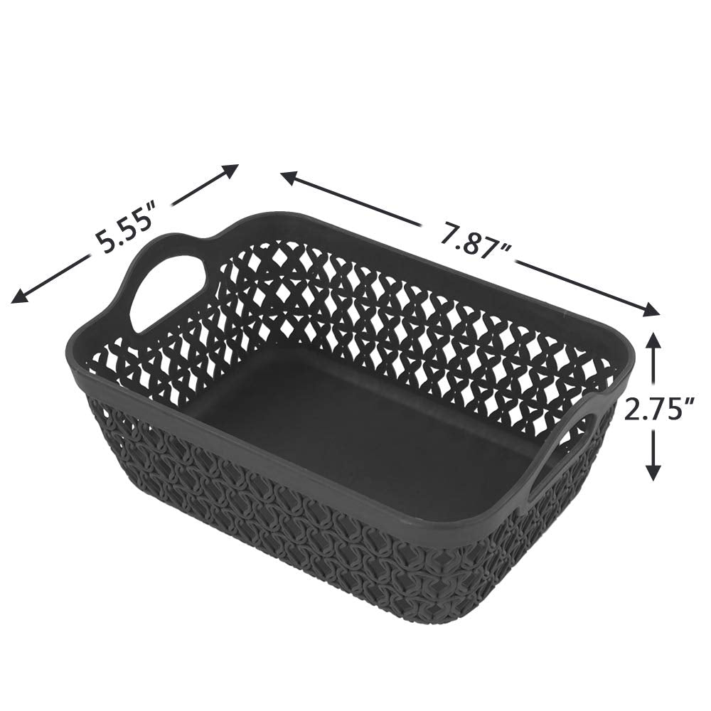Zerdyne 12-Pack Mini Plastic Storage Baskets Trays, Gray Tiny Storage Baskets