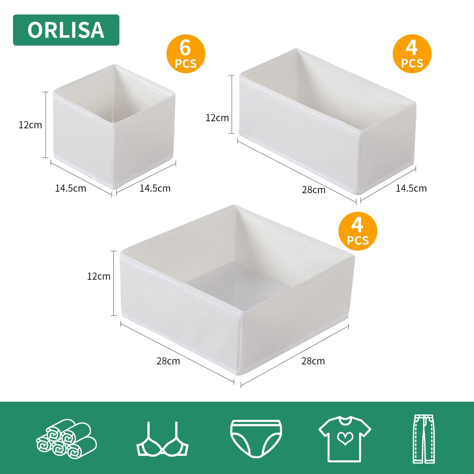 ORLISA Drawer Organizer Clothes-Dresser Organizer for Nursery-Perfect Baby Clothes Organizer and Storage & General Nursery Organ