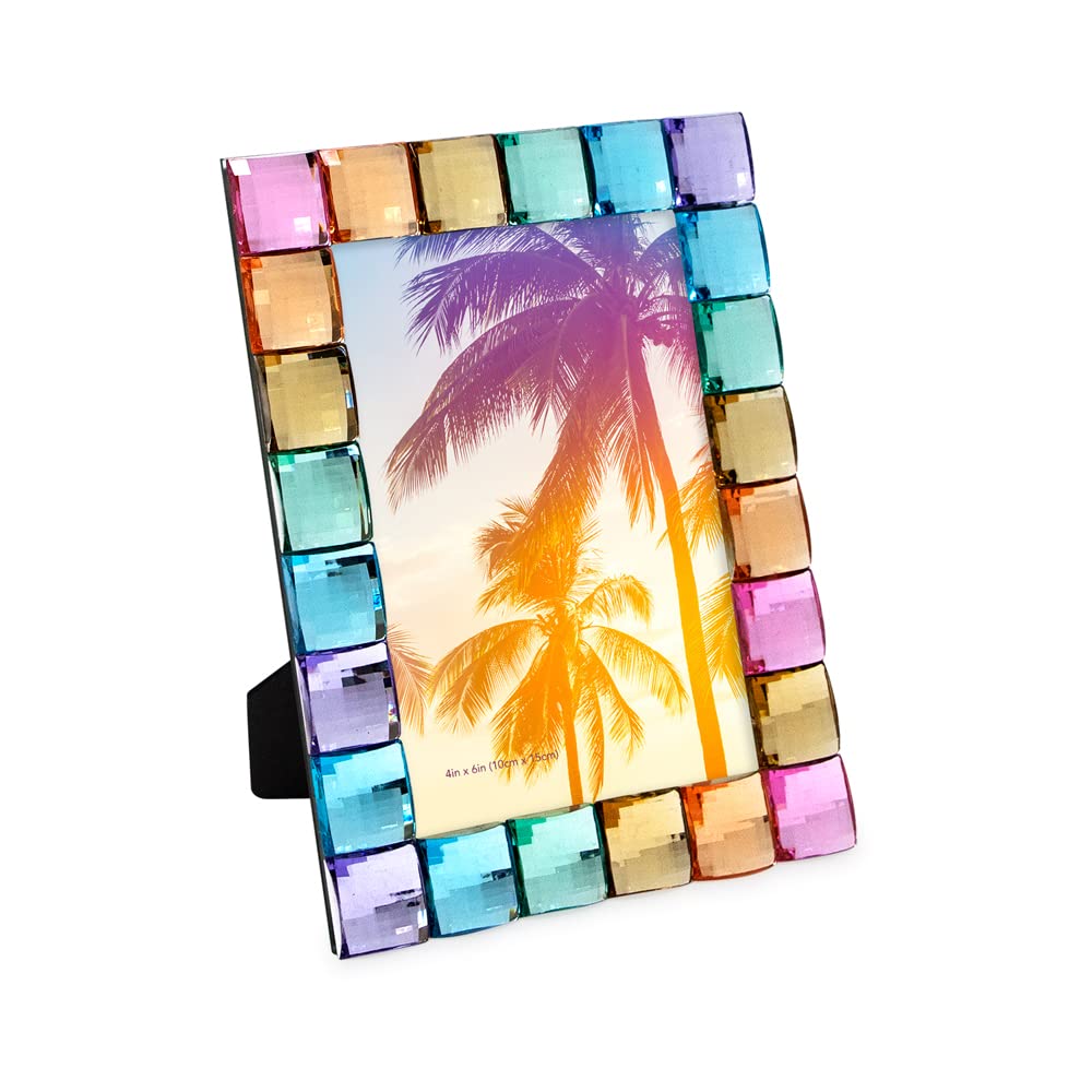 Isaac Jacobs Decorative Sparkling Jewel Picture Frame, Photo Display & Home D  cor (4x6, Rainbow)