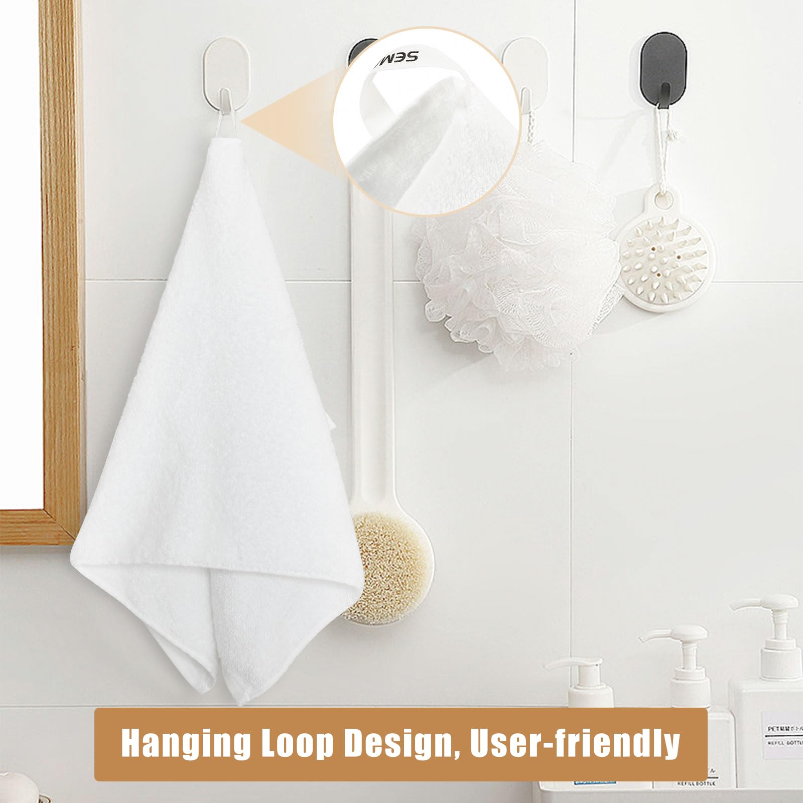Semaxe 12 Pack Hand Towels Set For Bathroom, Hotel, Gym And Spa, 16'' X 27'' 100% Combed Cotton Towels With Hanging Loops, Gift