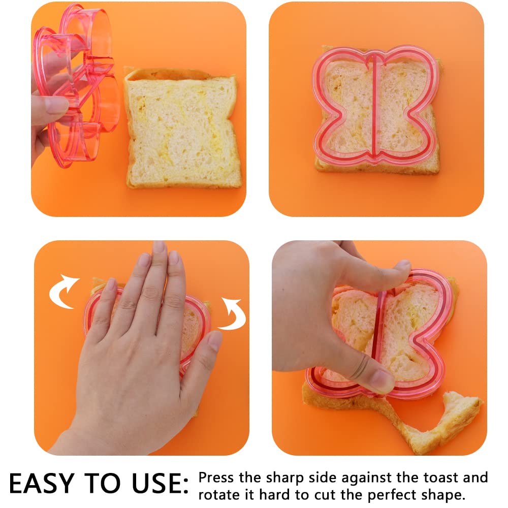 Hengke 3 Pcs Sandwich Mold Sandwich Cutter In Cute Color And Creative Shapes Sandwich Maker Crust Cutter For Kids Boys Girls Diy