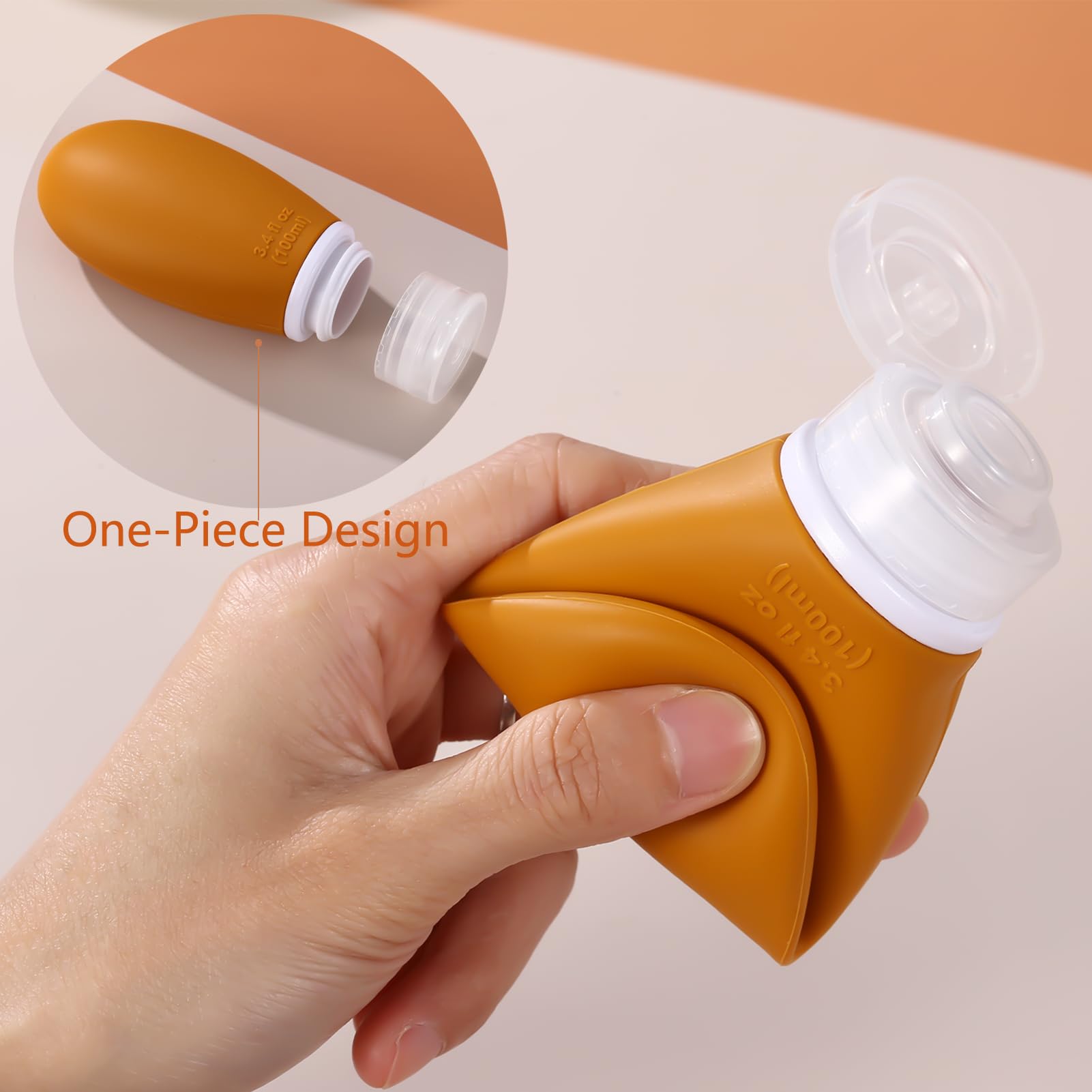 Silicone Travel Bottles,4 Pack 3.4Oz Leak Proof Liquid Squeezable Refillable Portable Travel Accessories/Cosmetic Containers,Bpa