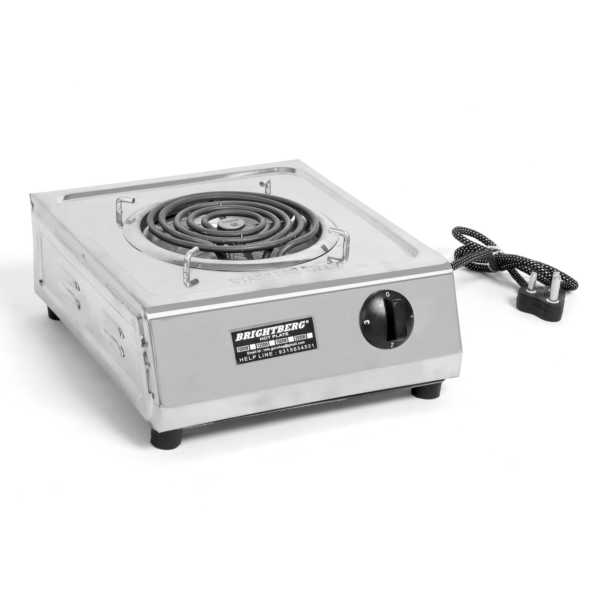 Bright Berg World Mastered Meals 2000 Watt Induction And Radiant Cooktop|GCoil|Hot Plate With 3 Adjustable Level With Utensils 