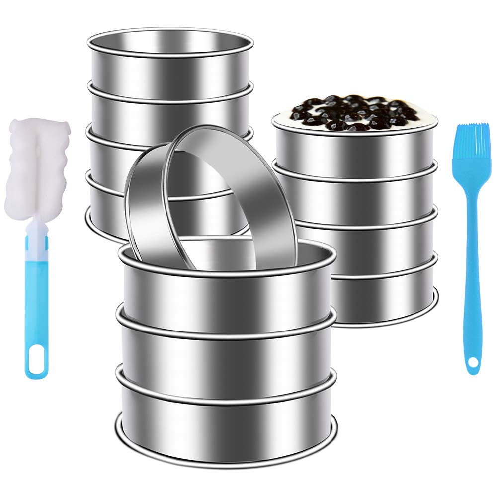 Gutsdoor 12 Pieces Muffin Tart Rings Crumpet Tart Rings Stainless Steel Metal Round Double Rolled English Muffin Rings Mold 3.15