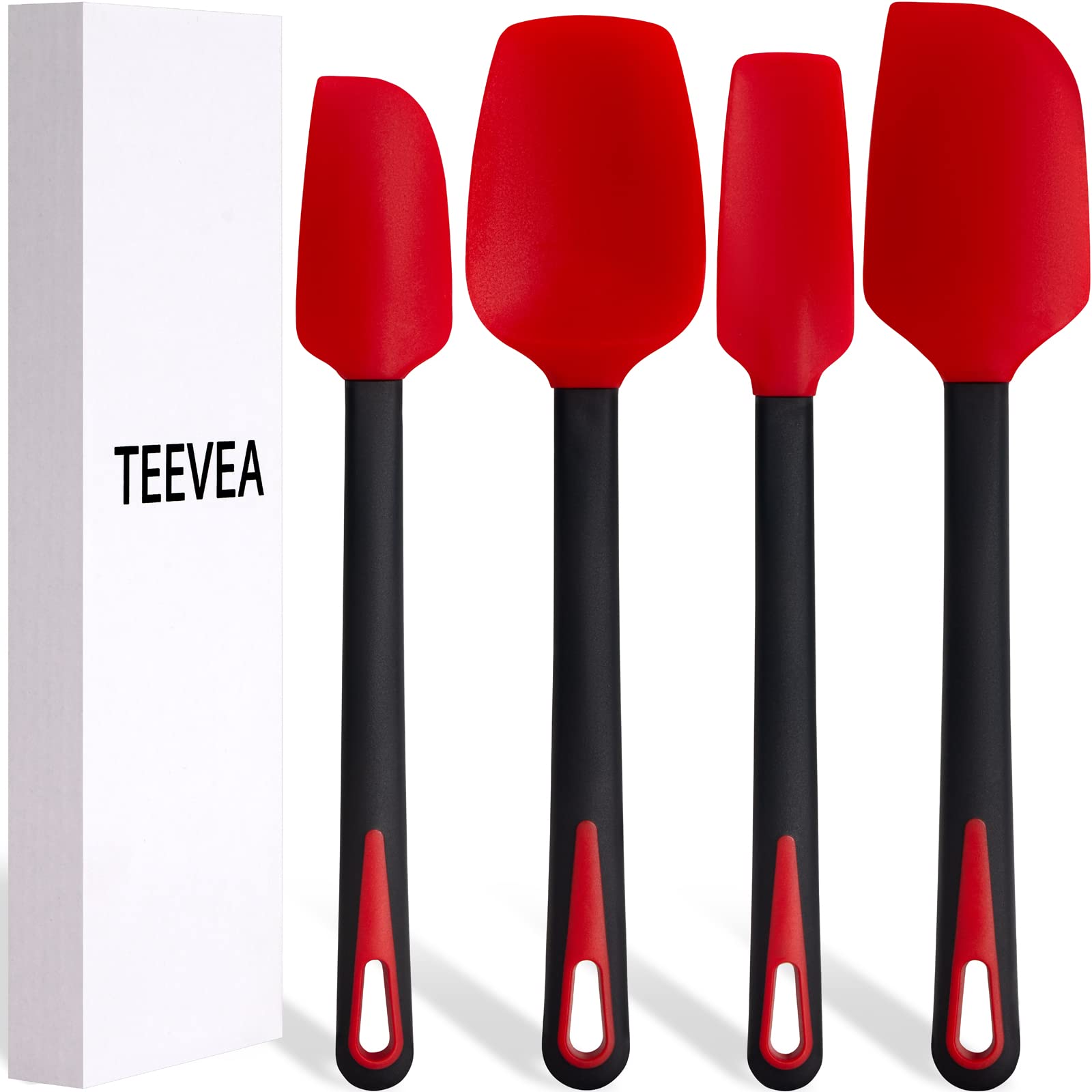 Teevea Silicone Rubber Spatula For Kitchen Cooking, Baking And Mixing Heat Resistant Non Stick Dishwasher Safe Bpa-Free, Set Of