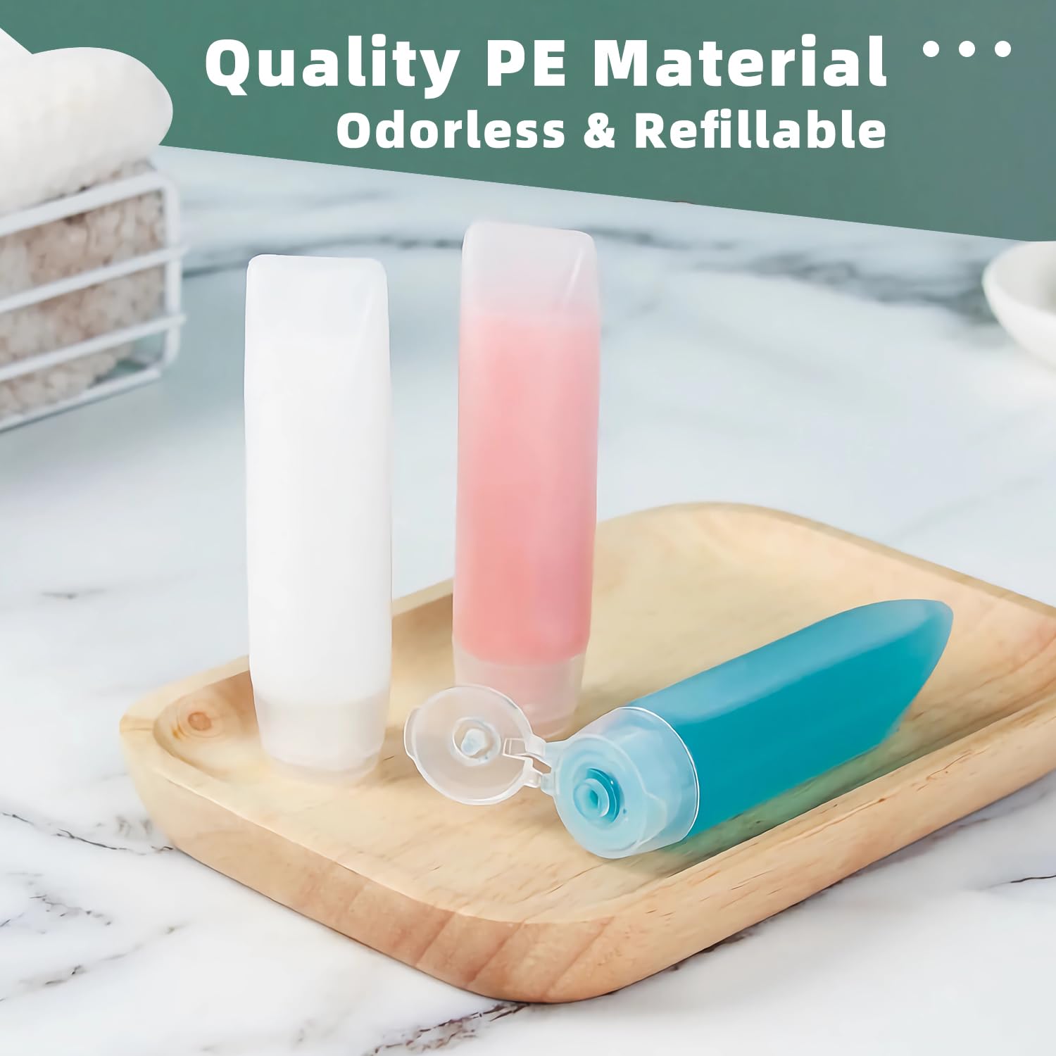 Guokoo 6 Pcs 1 Oz Travel Size Toiletries Refillable Travel Bottles, Squeeze Travel Toiletry Bottles With Labels For Toiletry Mak