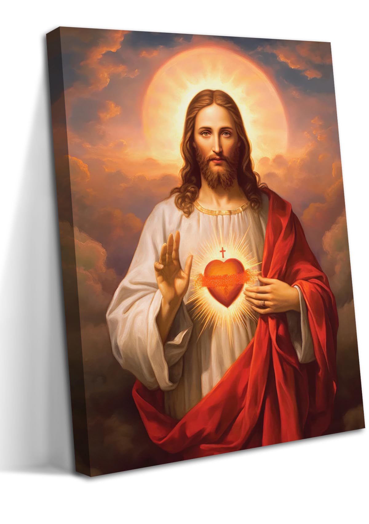 Jesus Sacred Heart Christian Wall Art, Divine Mercy Canvas Paintings Prints Posters Wall Decor, Christ Jesus Portrait Home Decor