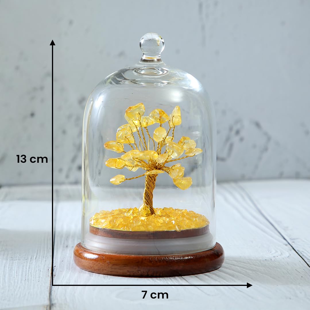 Astrotalk Citrine Crystal Dome Tree,Attract Wealth & Prosperity,Feng Shui Items for Good Luck & Prosperity,Home Decor for Living Room & Office,Housewarming Gifts,Aesthetic Home Decor Items, 13 cm