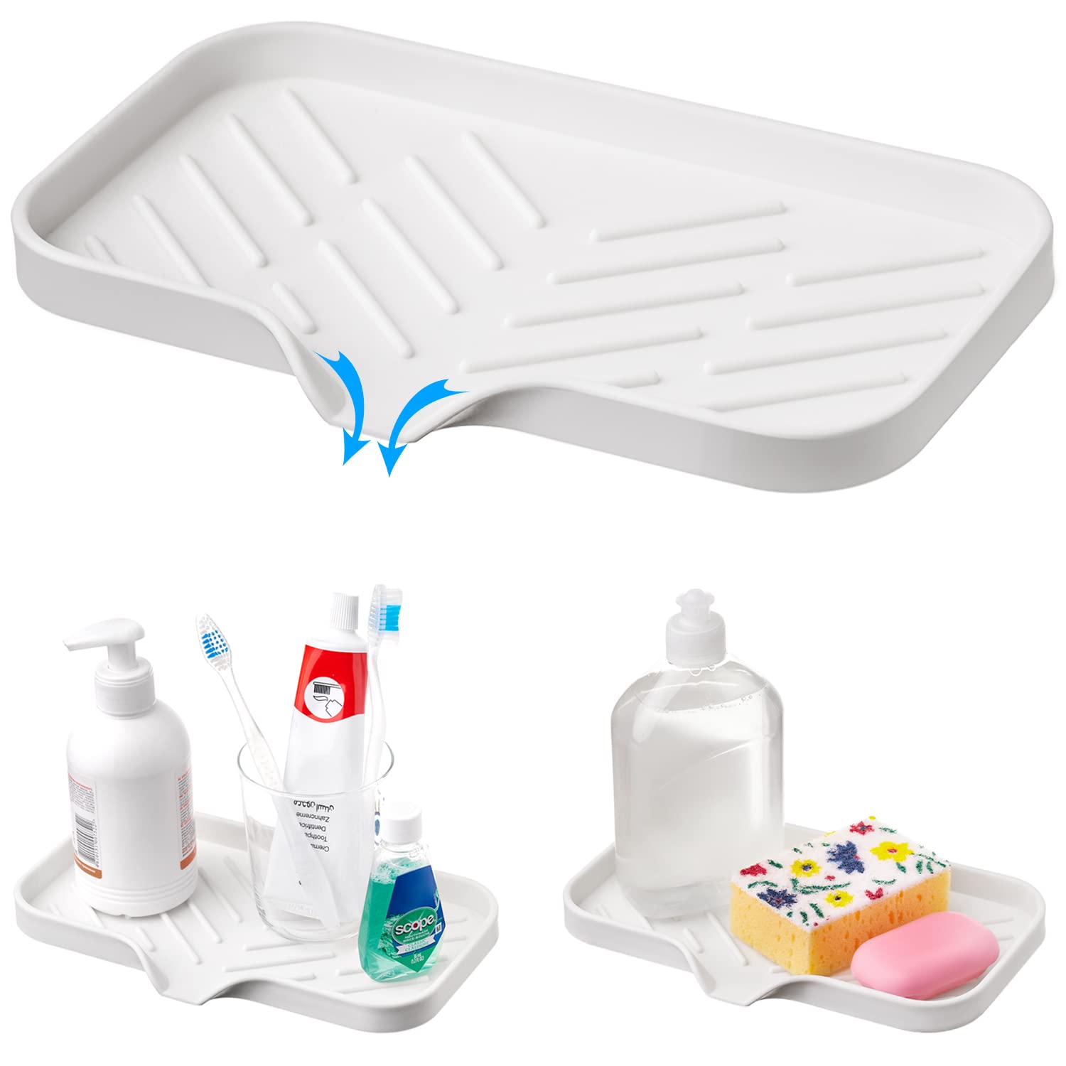 Ag Company 1 Pc Cream Silicone Sink Tray For Dish Sponge Holder | Silicone Sponge Holder For Kitchen Sink | Soap Tray For Kitche