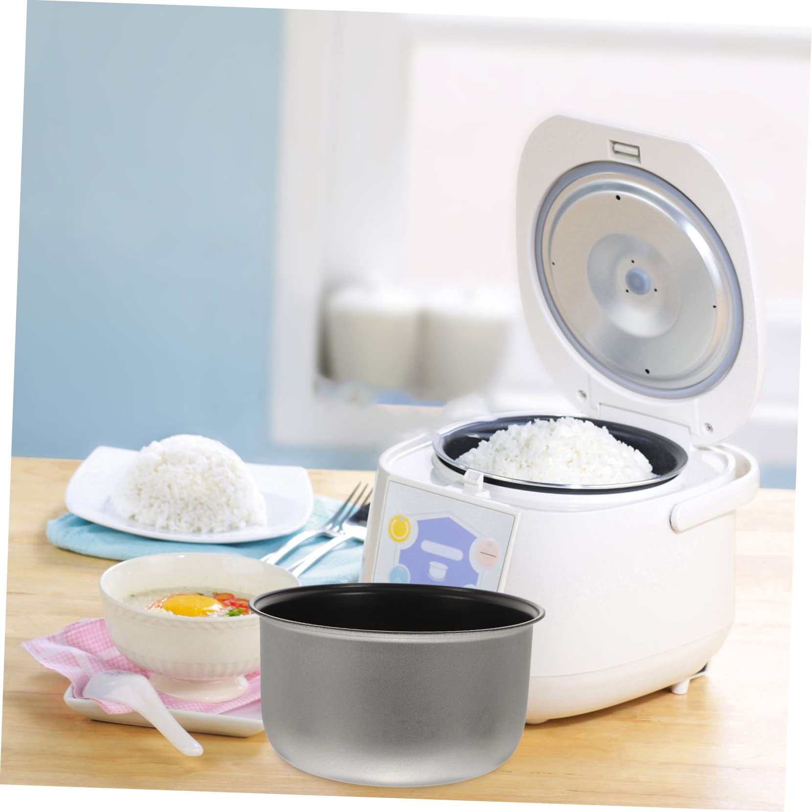 Kichouse Rice Cooker Liner Stainless Steel Stock Pot Interior Accessories Cup Cake Liner 1 Set Cooker Pot Replacement Inner Cook