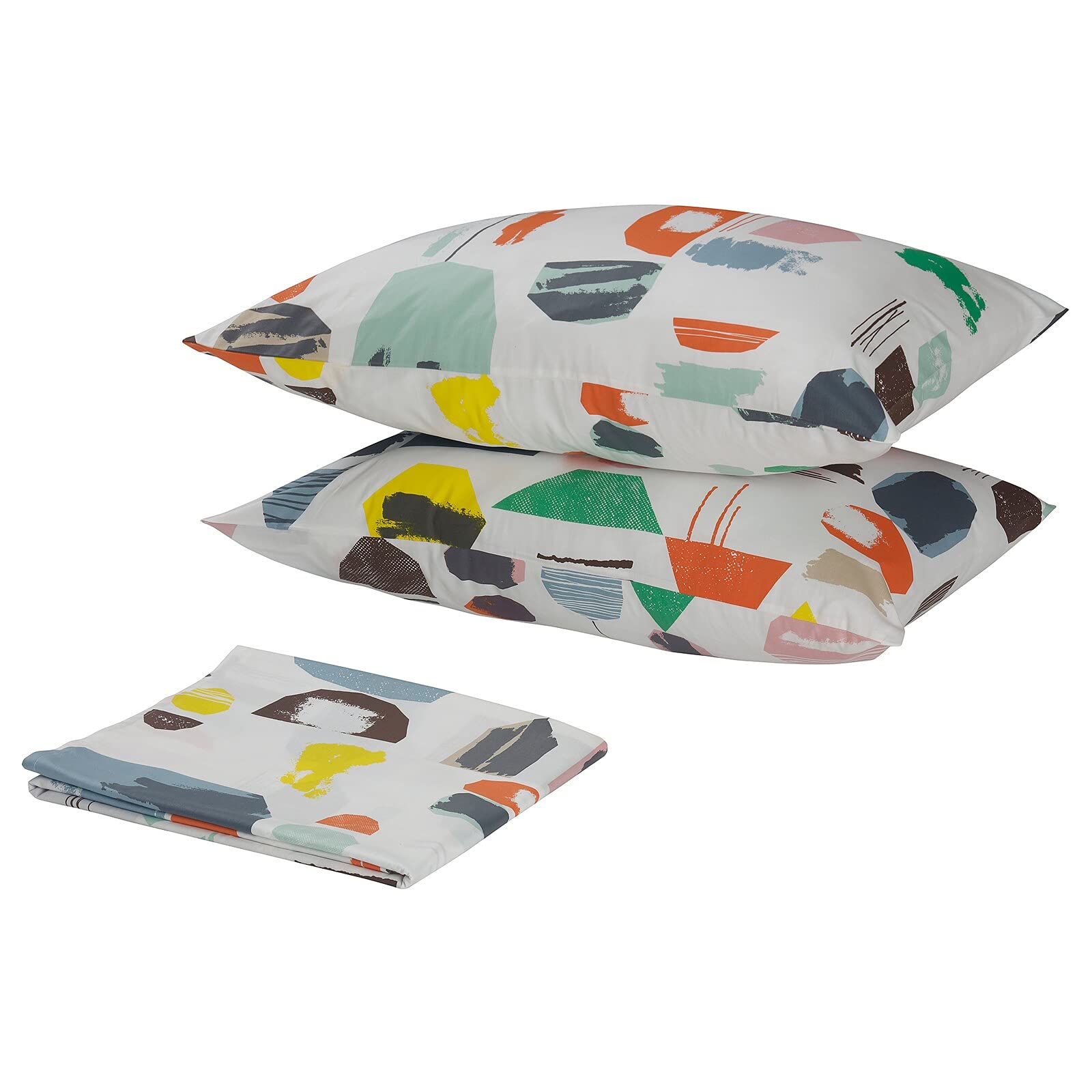 Ikea Doftklint Flat Sheet And 2 Pillowcase, White/Multicolour 240X260/50X80 Cm (94X102/20X32)