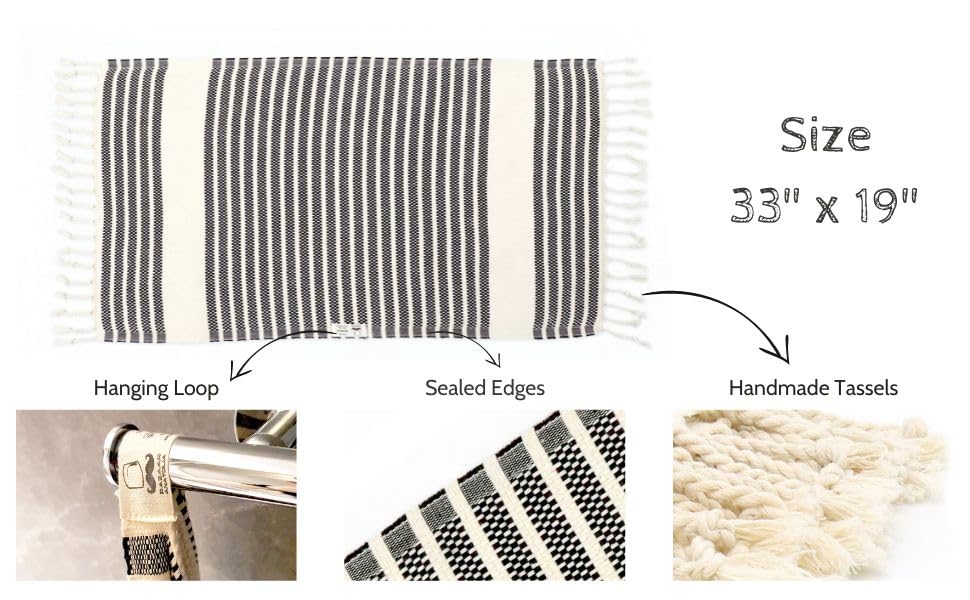 Bazaar Anatolia Turkish Hand Towels Set Of 2 Bathroom Towels 33X19 Inches 100% Cotton Bath Kitchen Towels With Hanging Loop Boho