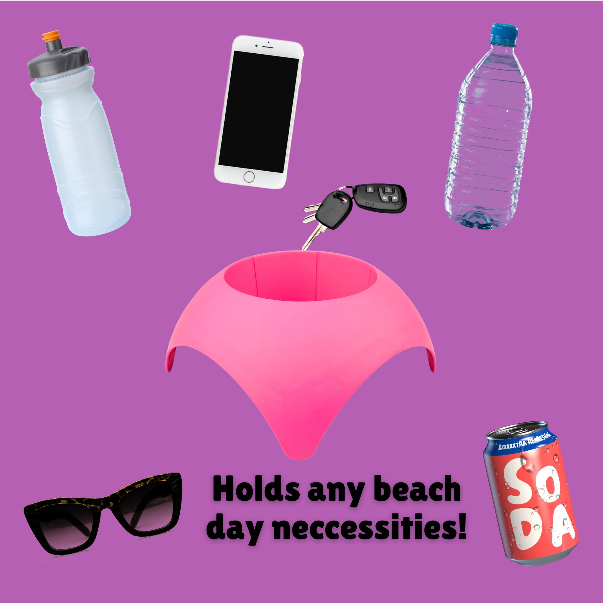 Set Of 2 Turtleback Sand Coaster Cup Holder Hot Pink 2 Pack