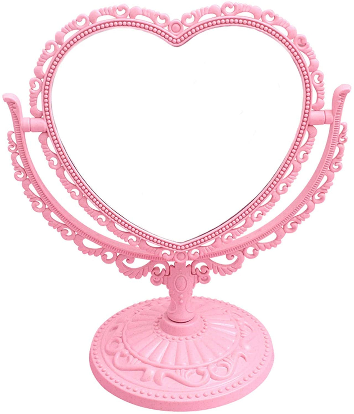 D&X 7-Inch Lovely Heart Mirror 360 Degree Rotation Double Sided Magnifying Makeup Mirror I Bathroom Bedroom Vanity Mirror I Dani