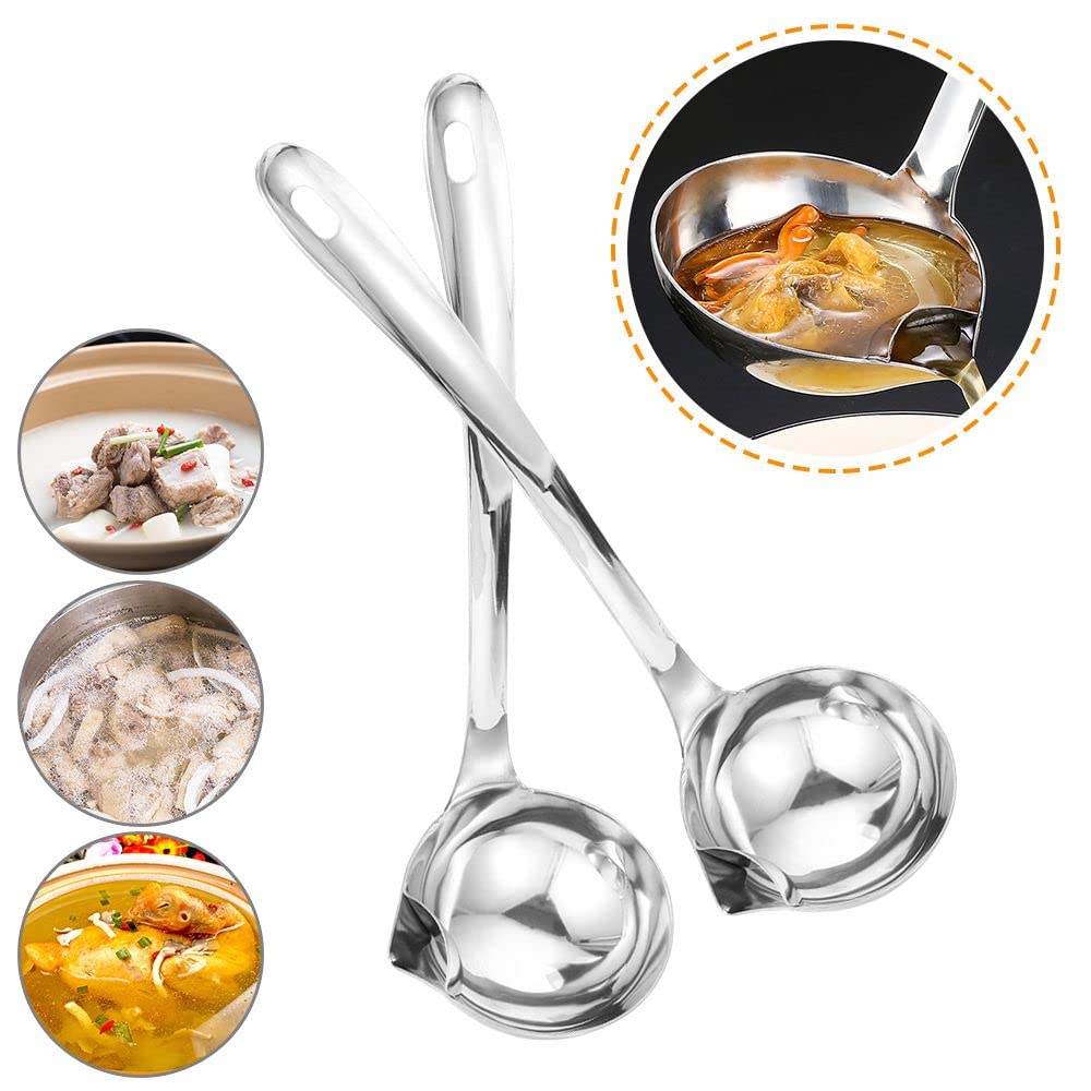 1Pcs Oil Separator Soup, 12 Inch Stainless Steel Spoon, Strainer Filter, Oil Mesh Colander Cooking Gadgets
