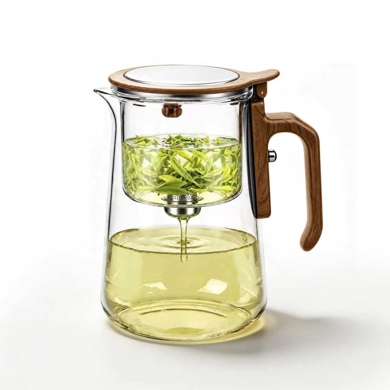 MHTGYLMY Glass Teapot with Magnetic Infuser, 800ml 27oz OneTouch Tea Pot