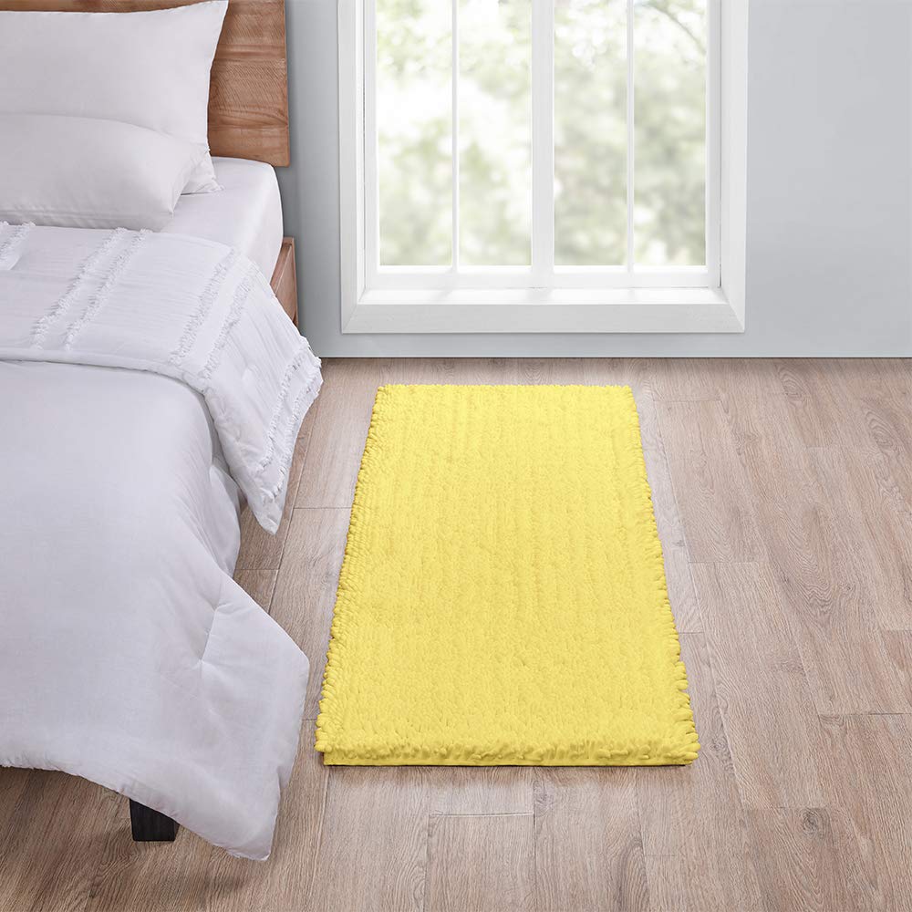 Walensee Large Bathroom Rug Non Slip Bath Mat (72X24 Inch Yellow) Water Absorbent Super Soft Shaggy Chenille Machine Washable Dr