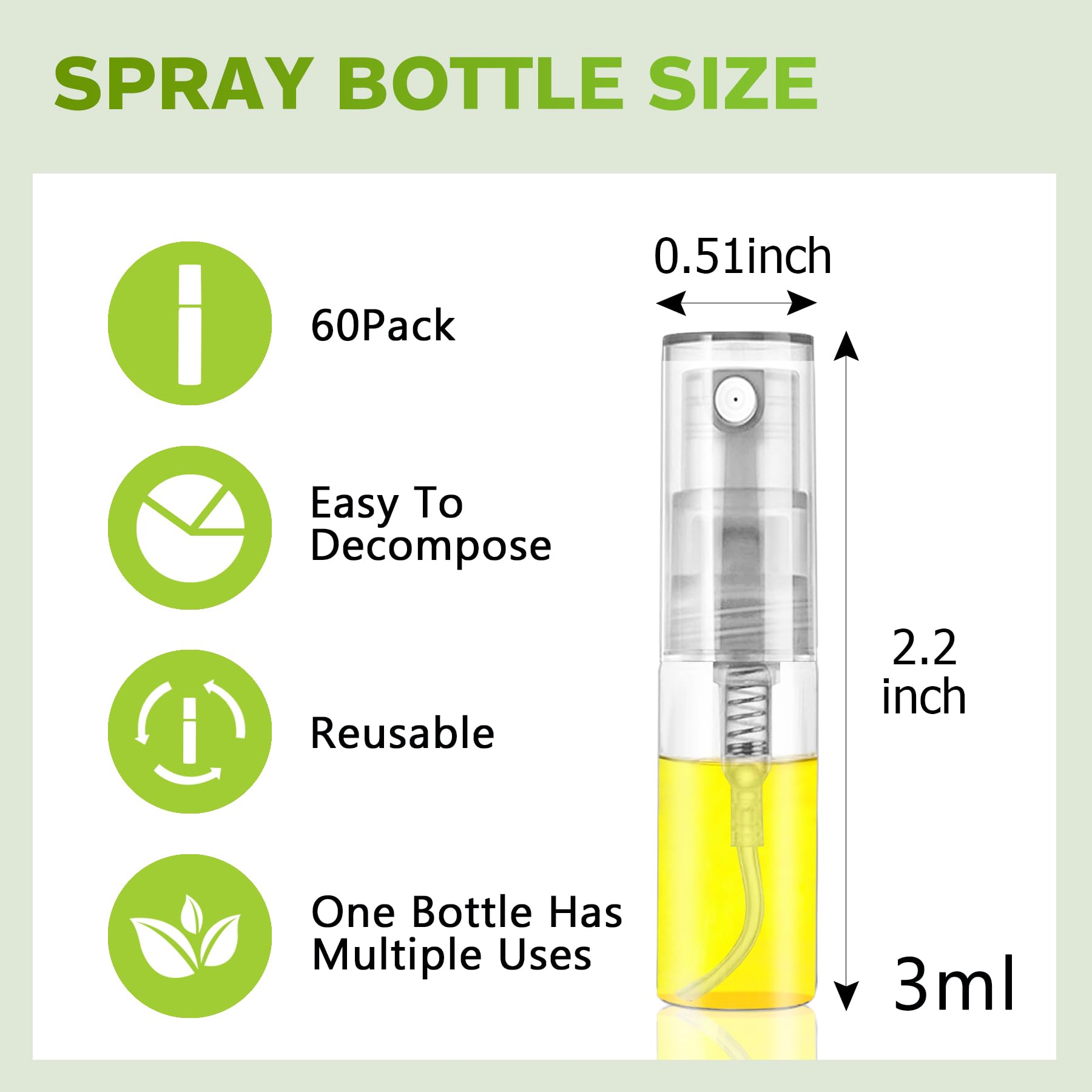 Csdtylh Mini Spray Bottle 3Ml, Refillable Glass Spray Bottle, Glass Bottle Atomizer, Perfume Mouthwash Atomizer For Cleaning 3Ml