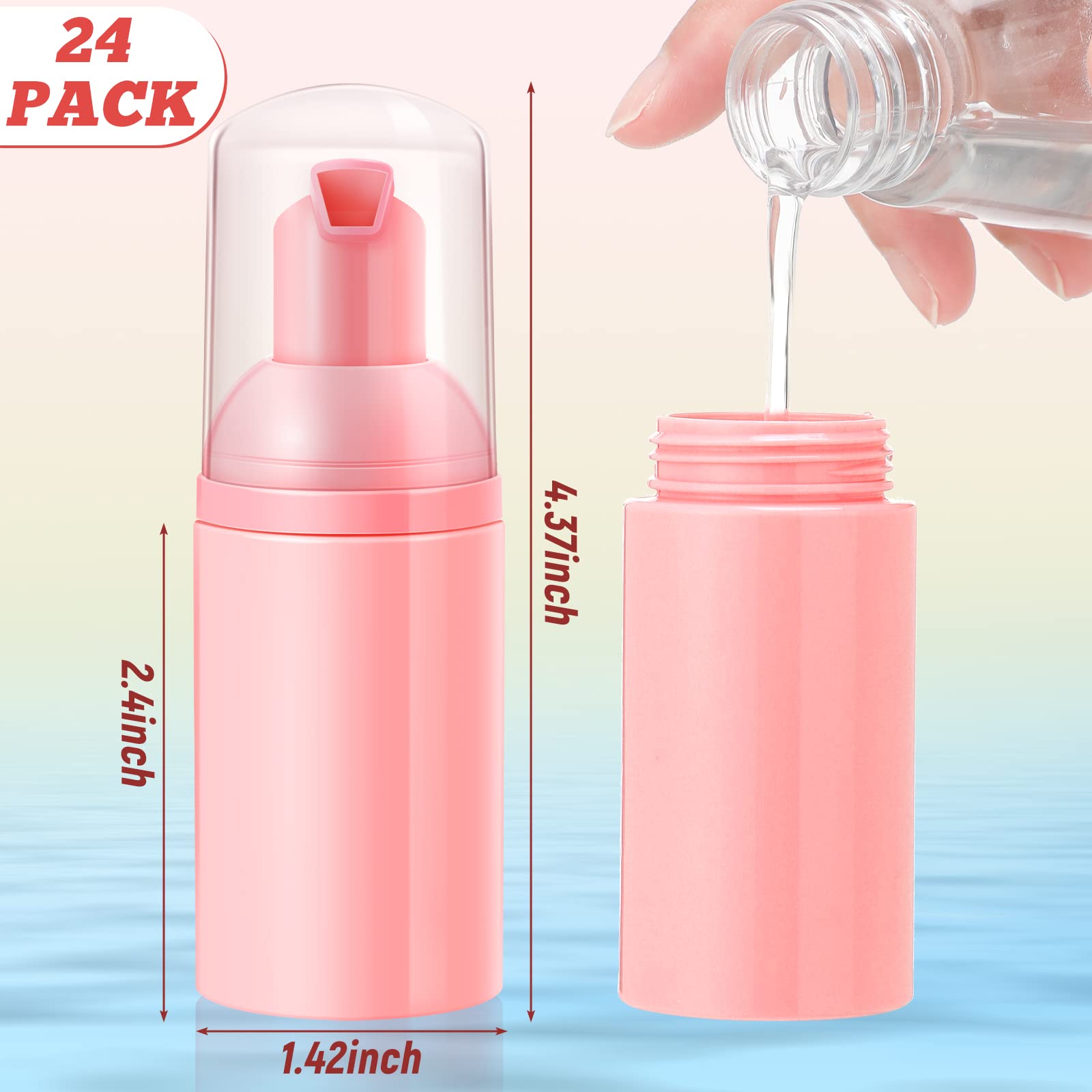 Funtery 24 Pcs Foam Pump Bottles 1 Oz/ 30 Ml Travel Soap Bottle Plastic Mini Empty Dispenser Foaming Bottles For Refillable Hand