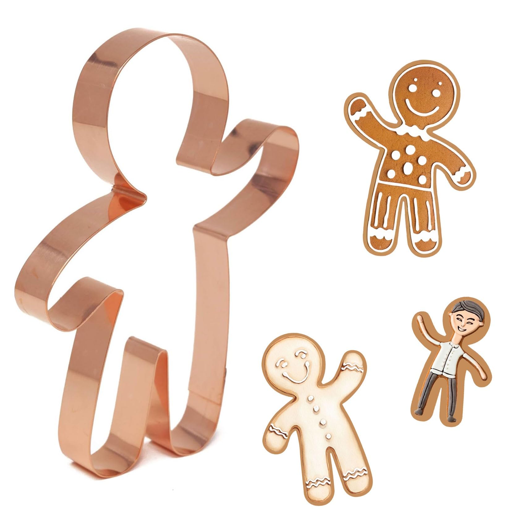 Gingerbread Boy Of The Year Christmas Cookie Cutter 4.25 X 6 Inches - Handcrafted Copper Cookie Cutter By The Fussy Pup