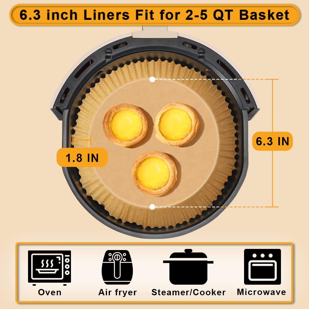 Air Fryer Liners For Ninja (Fits 2-5 Qt) - 150 Pcs Air Fryer Disposable Paper Liner, Airfryer Paper Liners Disposable