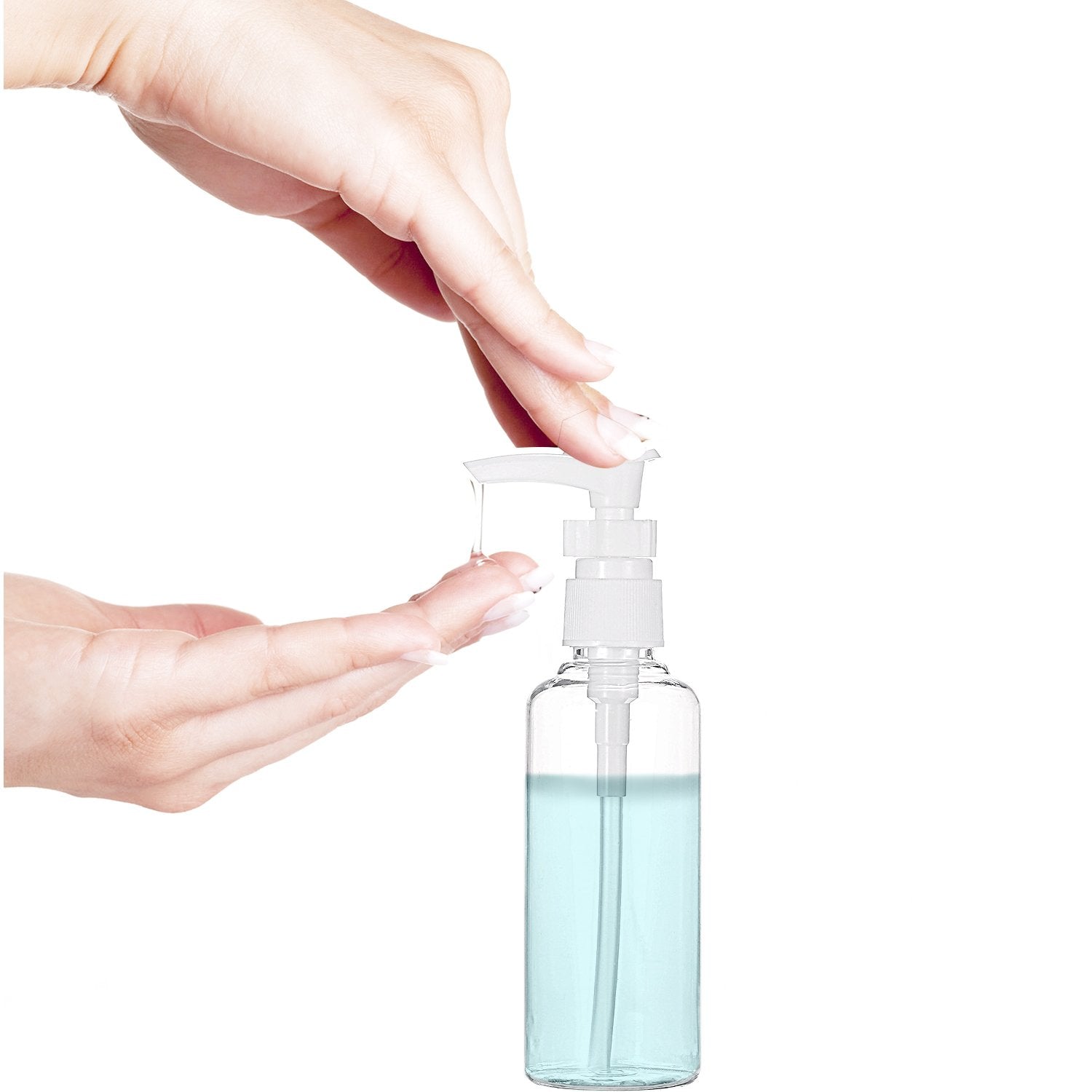 Tecunite 6 Pack Transparent Travel Bottles Pump Bottle Lotion Dispenser Bottle Set With Small Funnel For Flight, Airport, Holida