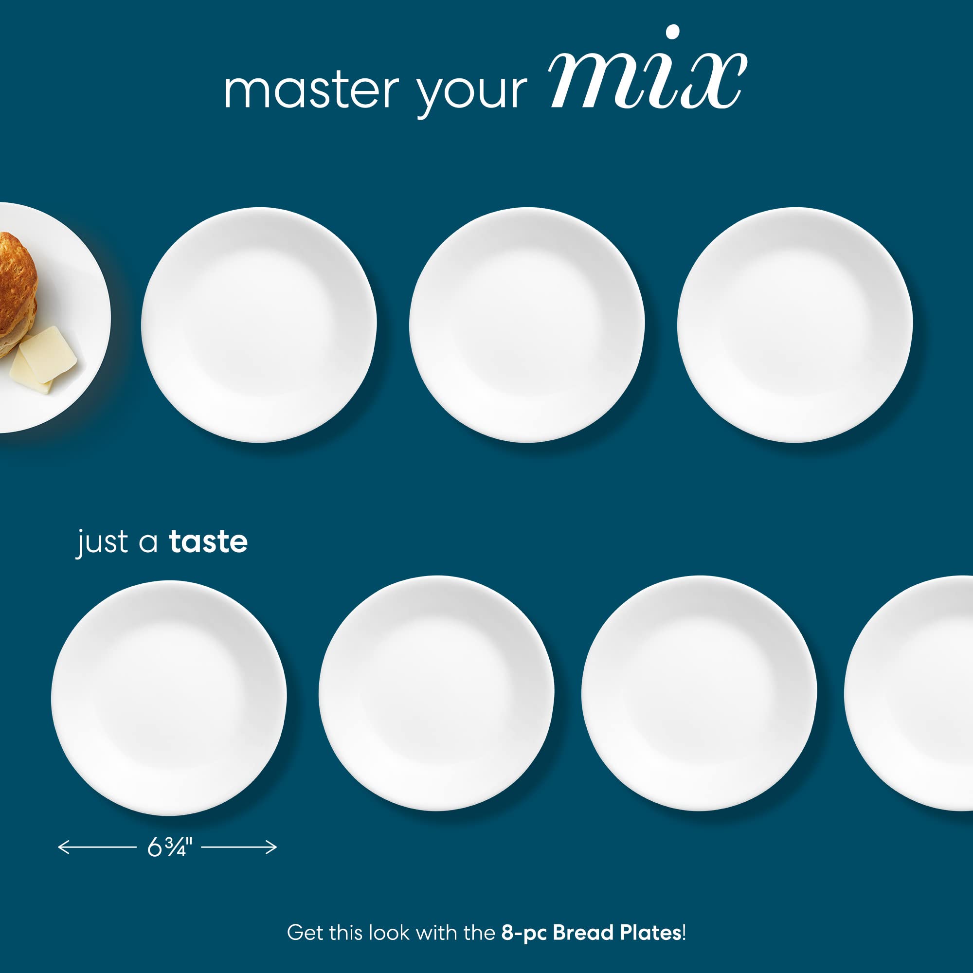 Ekco 6-3/4'' Corelle Livingware Bread And Butter Plate Sold In Packs Of 6, 6 Pack, Winter Frost White