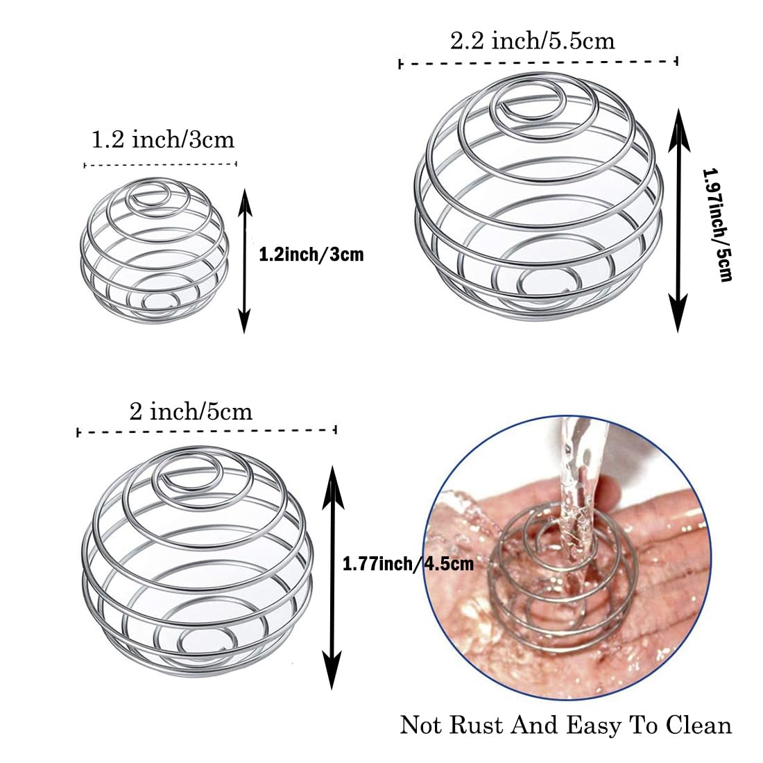 3 Pcs Shaker Ball Whisk, Stainless Steel Shaker Ball 3 Sizes Mixing Ball Protein Mixer Shaker Bottle Cup Wire Whisk