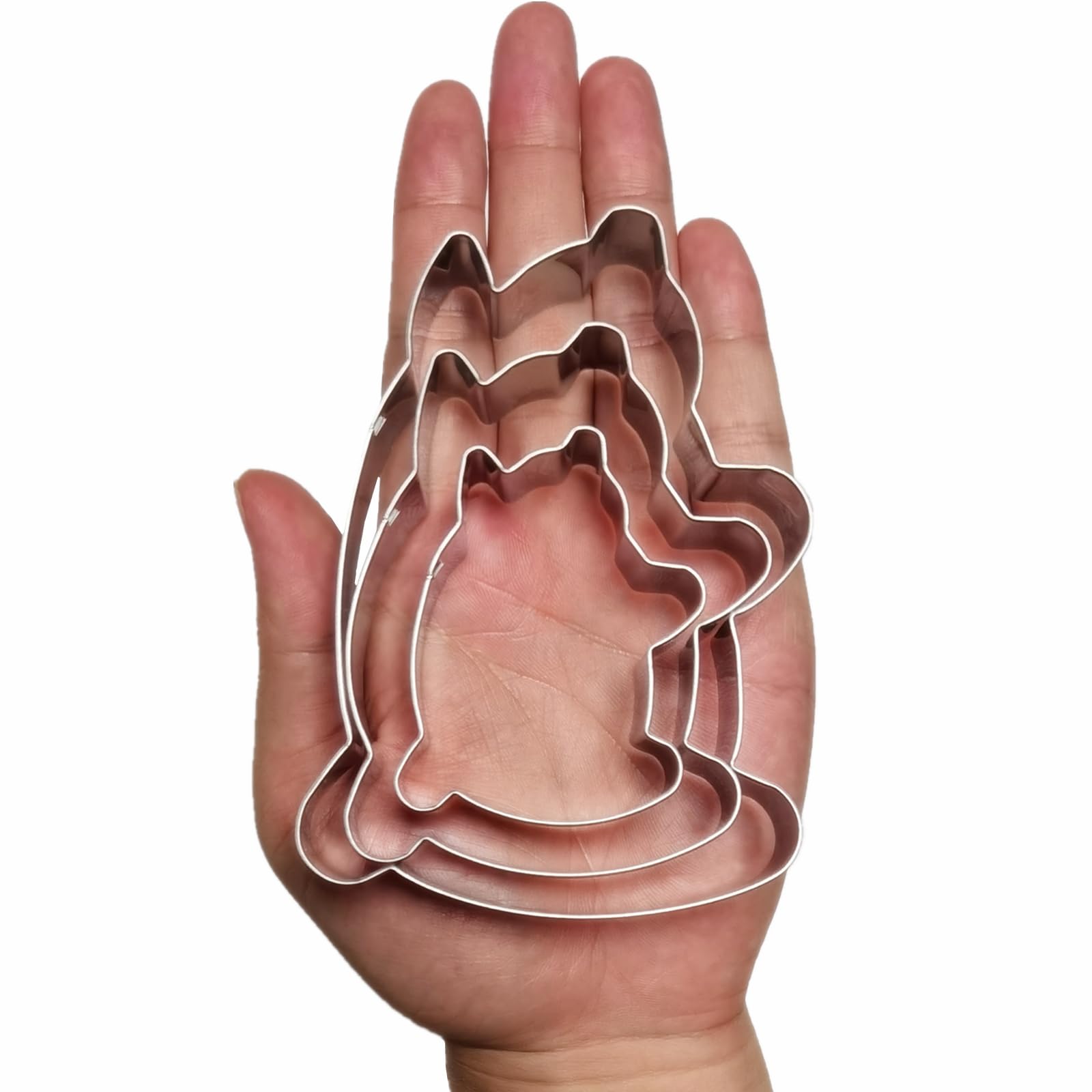 Large Size Pig Shaped Cookie Cutter Set Of 3 Pcs, Stainless Steel Mexican Marranitos Piggy Fondant Cutters, 4.6/3.6/2.6 Inches